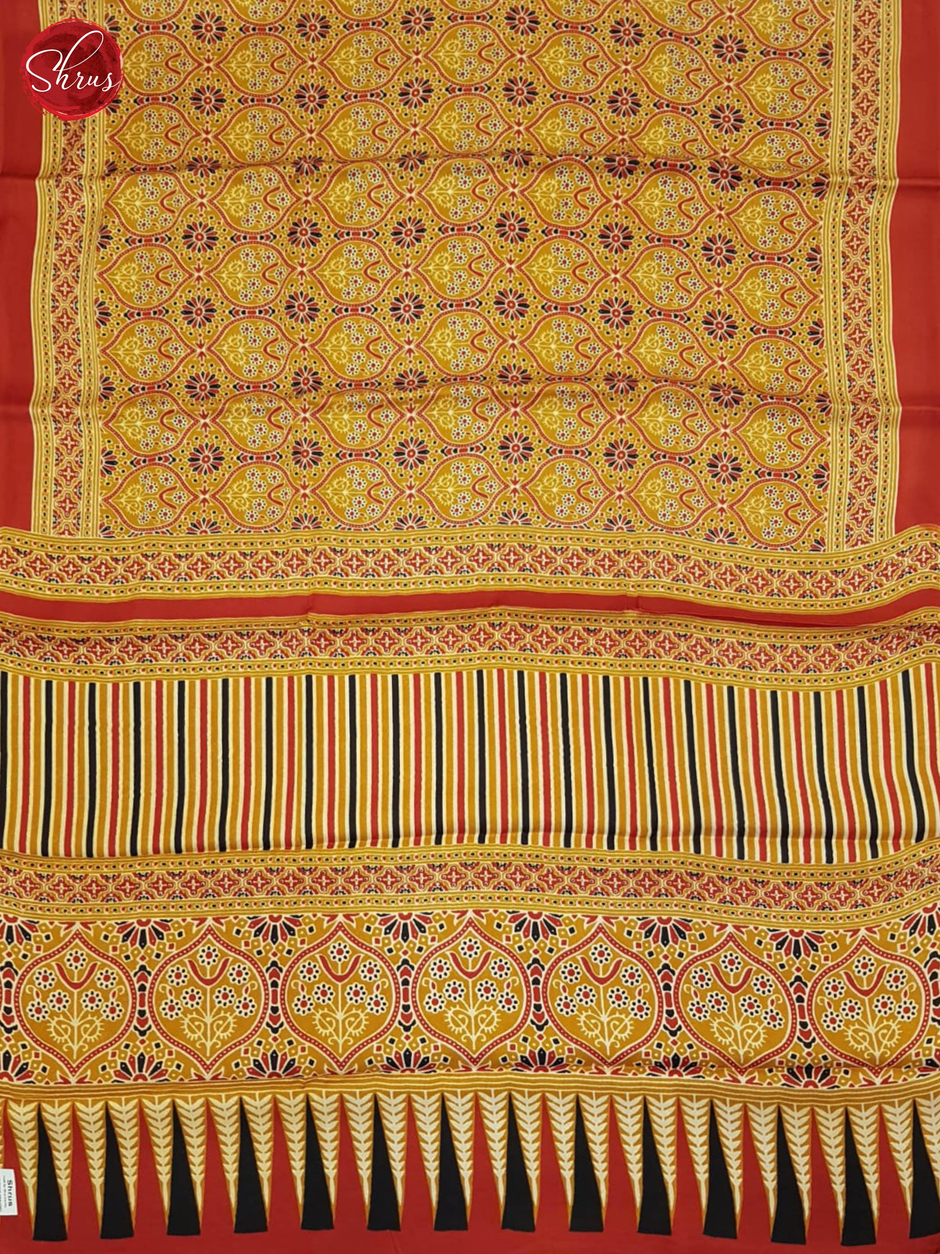 Mustard & Red - Modal Silk Saree - Shop on ShrusEternity.com