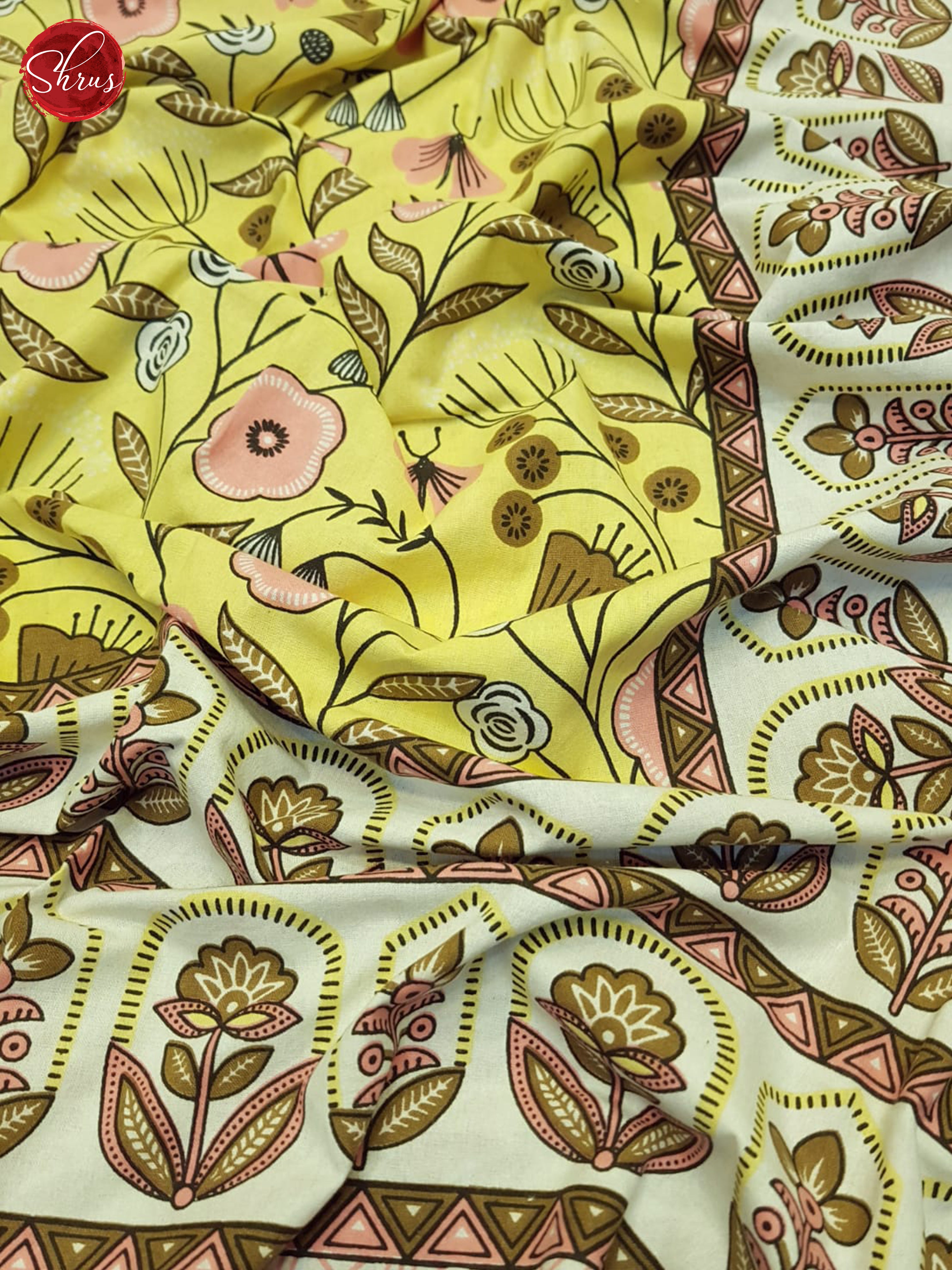 Yellow And Cream- Jaipur Block Printed Cotton Double Bed Spread - Shop on ShrusEternity.com