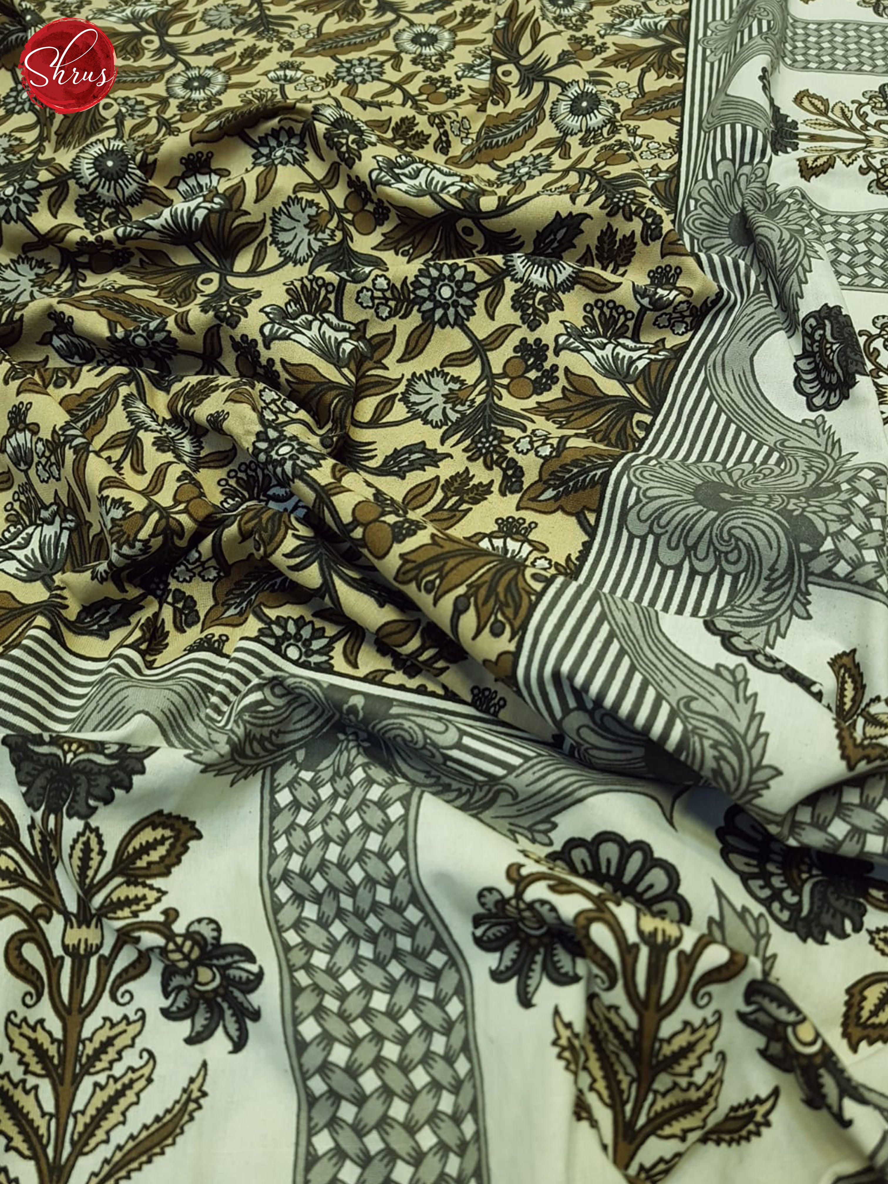 Beige And Cream- Jaipuri Block Printed Cotton Double Bed Sheet - Shop on ShrusEternity.com