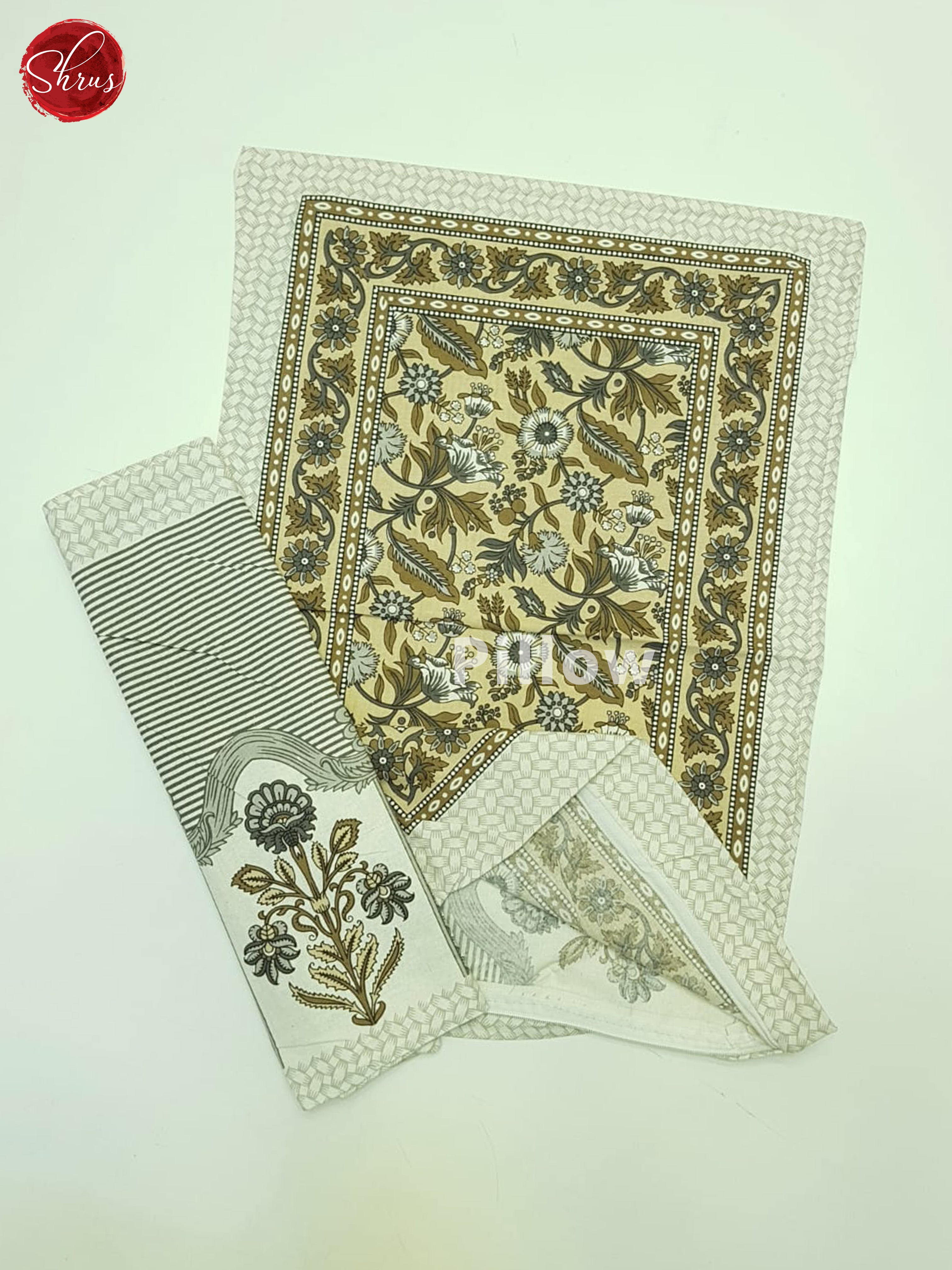 Beige And Cream- Jaipuri Block Printed Cotton Double Bed Sheet - Shop on ShrusEternity.com