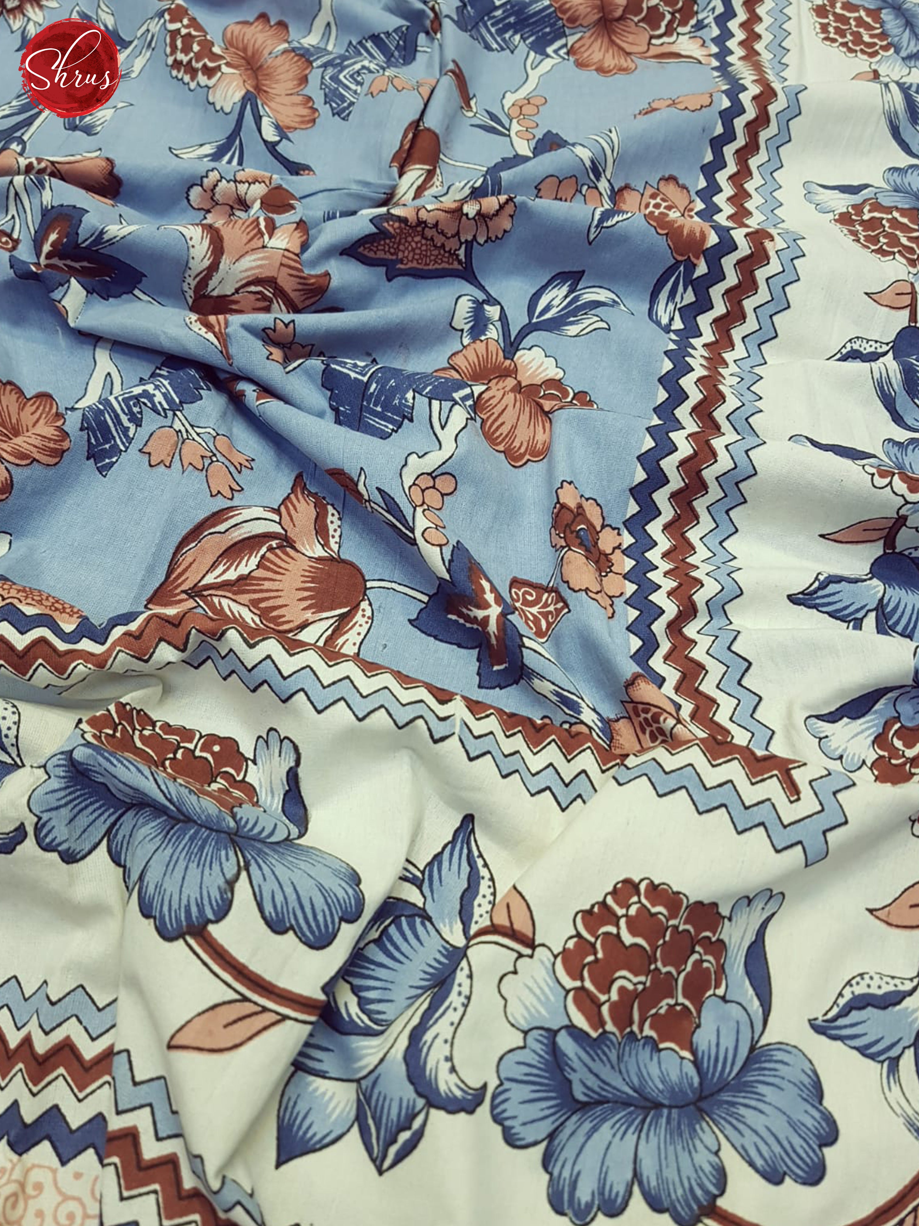 Blue And Cream- Jaipur Block Printed Cotton Double Bed Spread - Shop on ShrusEternity.com