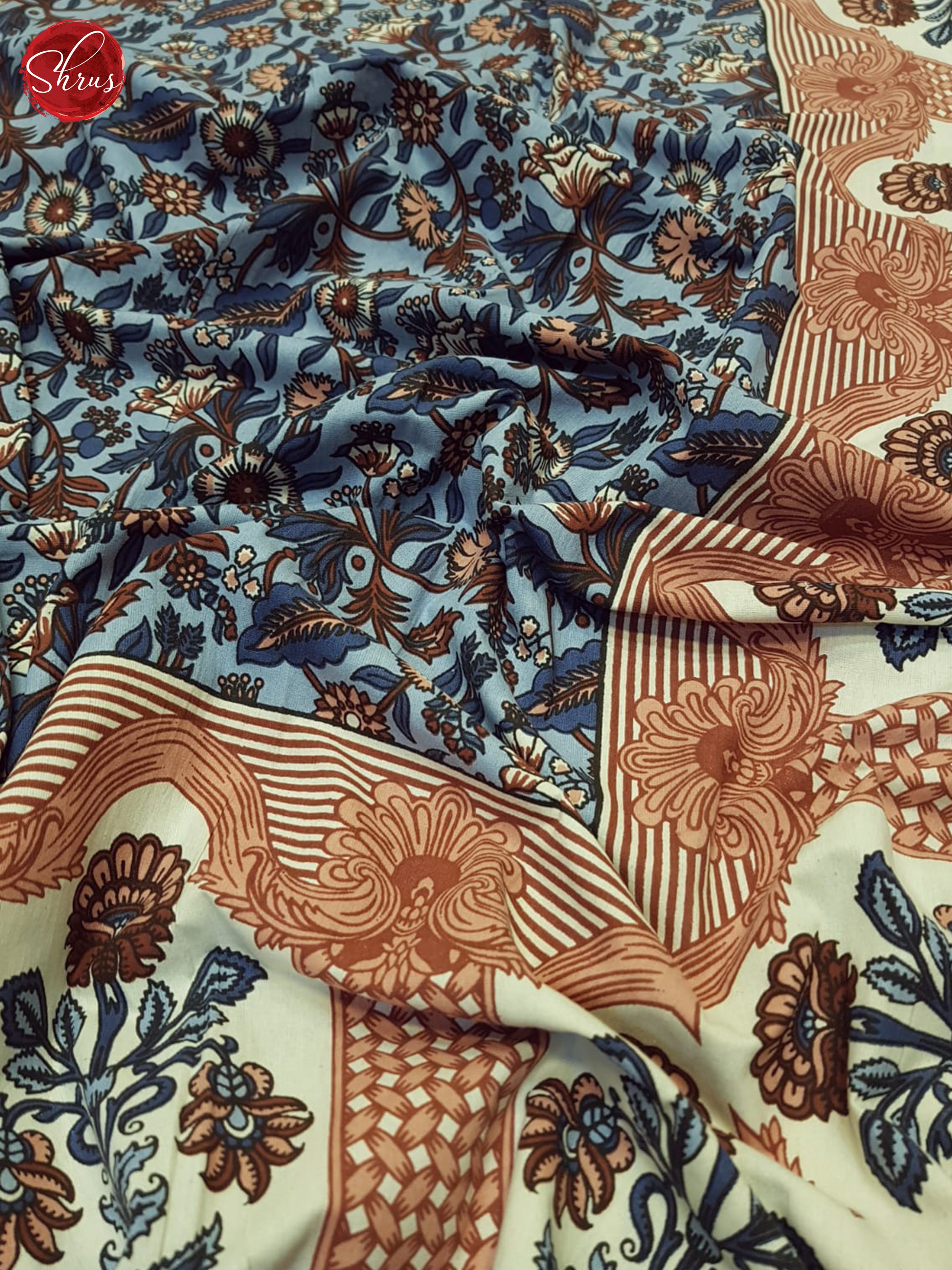 Blue And Cream- Jaipuri Block Printed Double Bedsheet - Shop on ShrusEternity.com