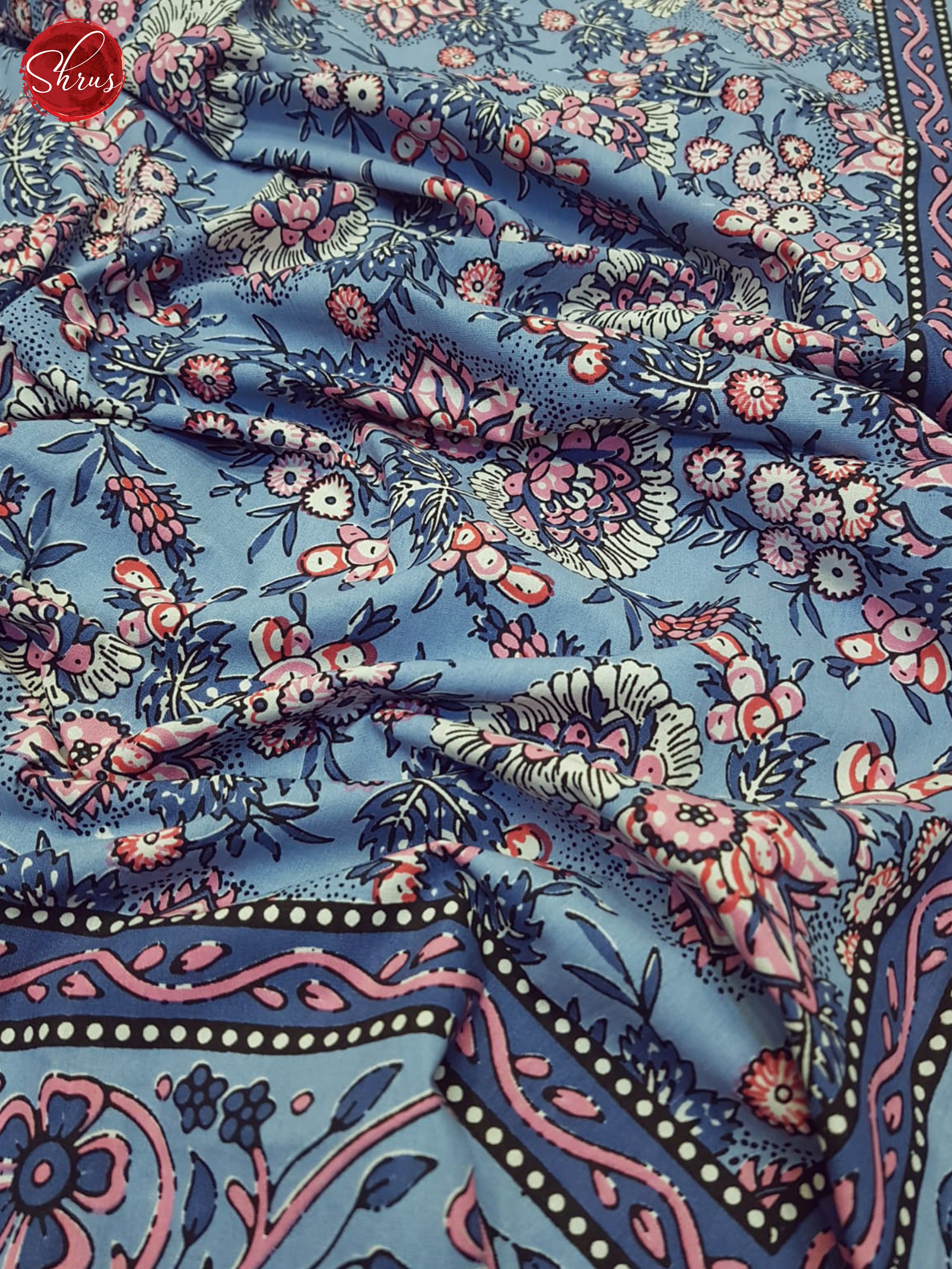 Blue & Pink- Jaipur Block Printed Cotton Double Bed Spread - Shop on ShrusEternity.com