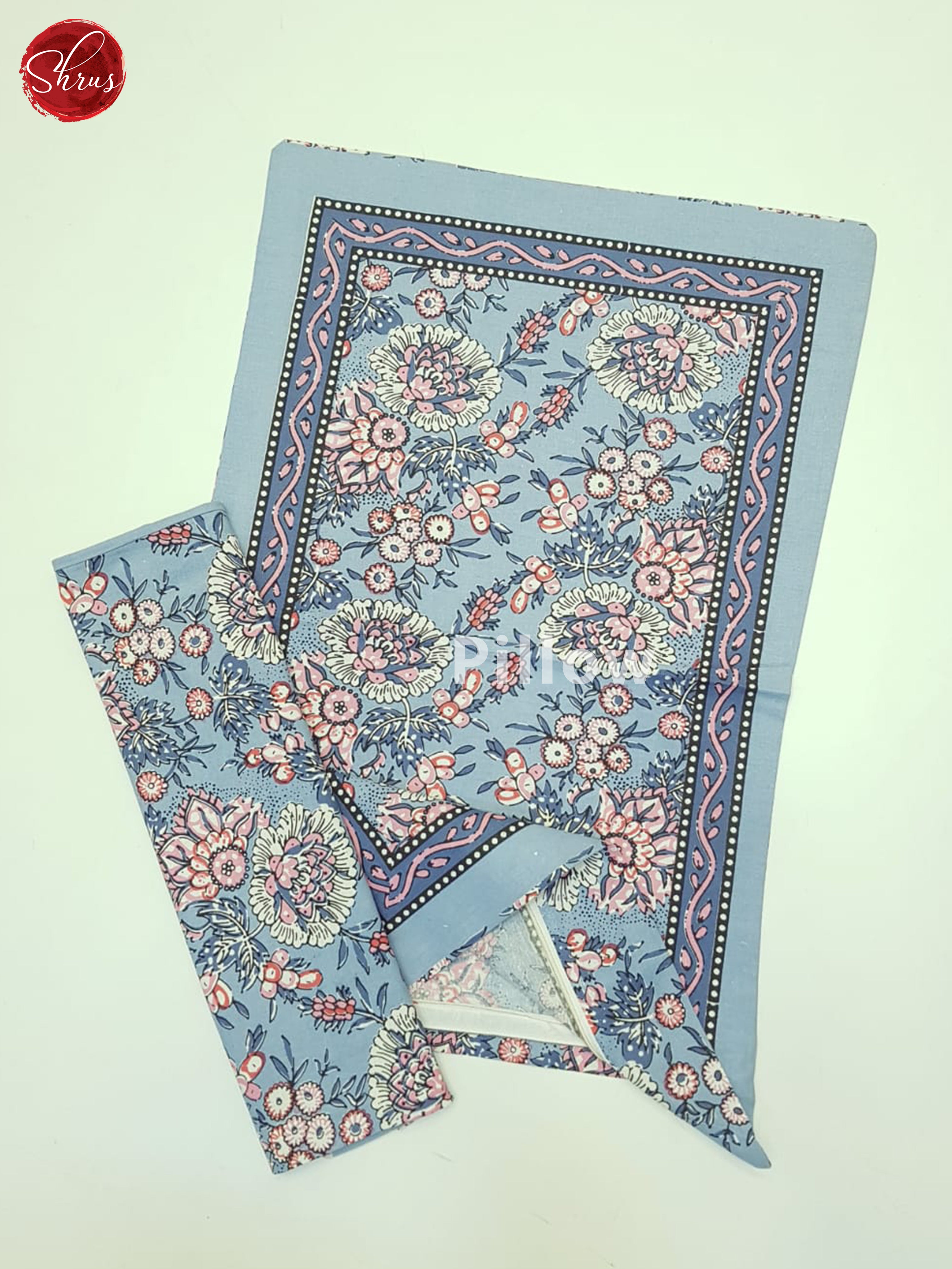 Blue & Pink- Jaipur Block Printed Cotton Double Bed Spread - Shop on ShrusEternity.com