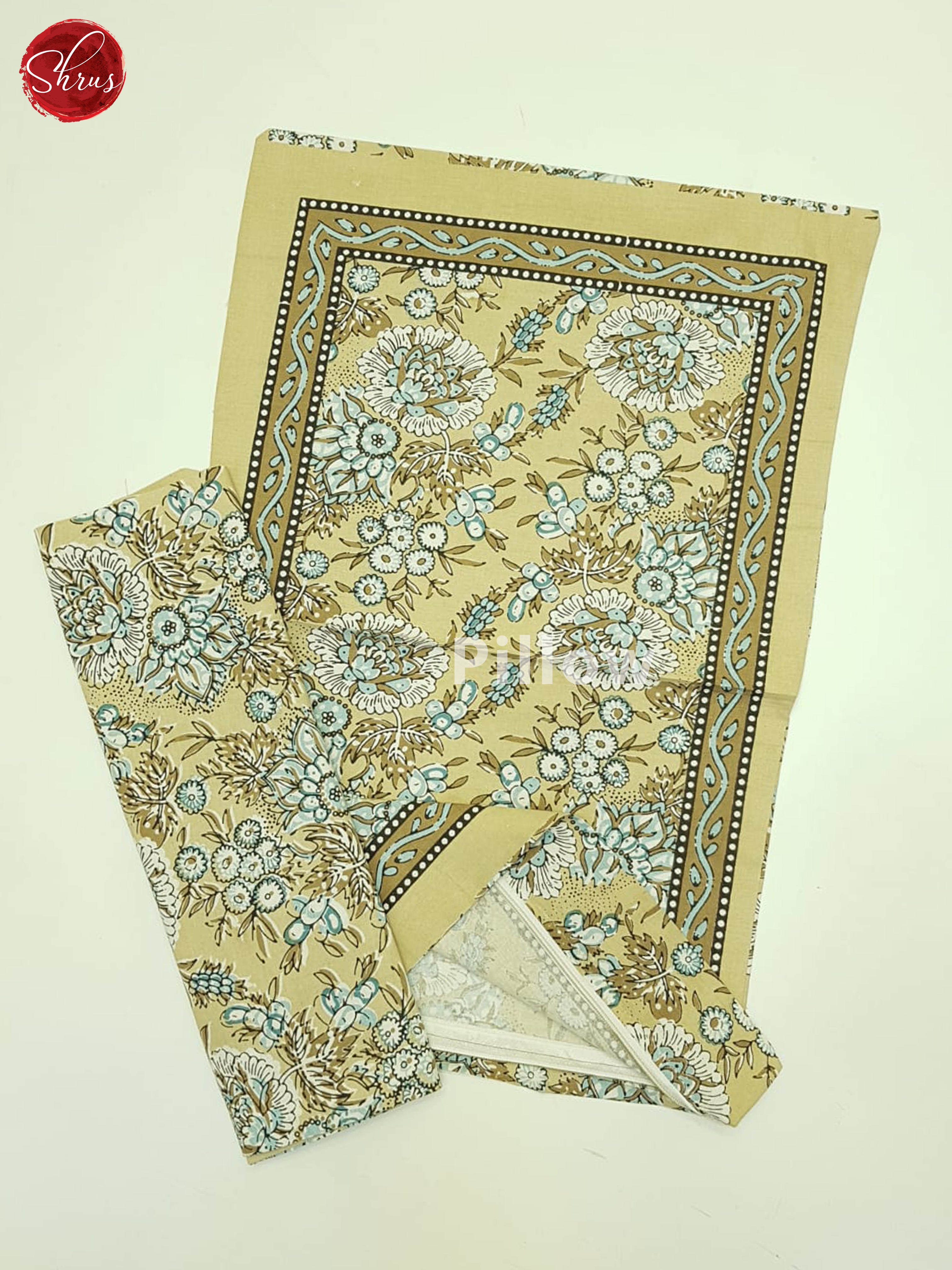 Beige & Blue - Jaipur Block Printed Double Bed Spread - Shop on ShrusEternity.com