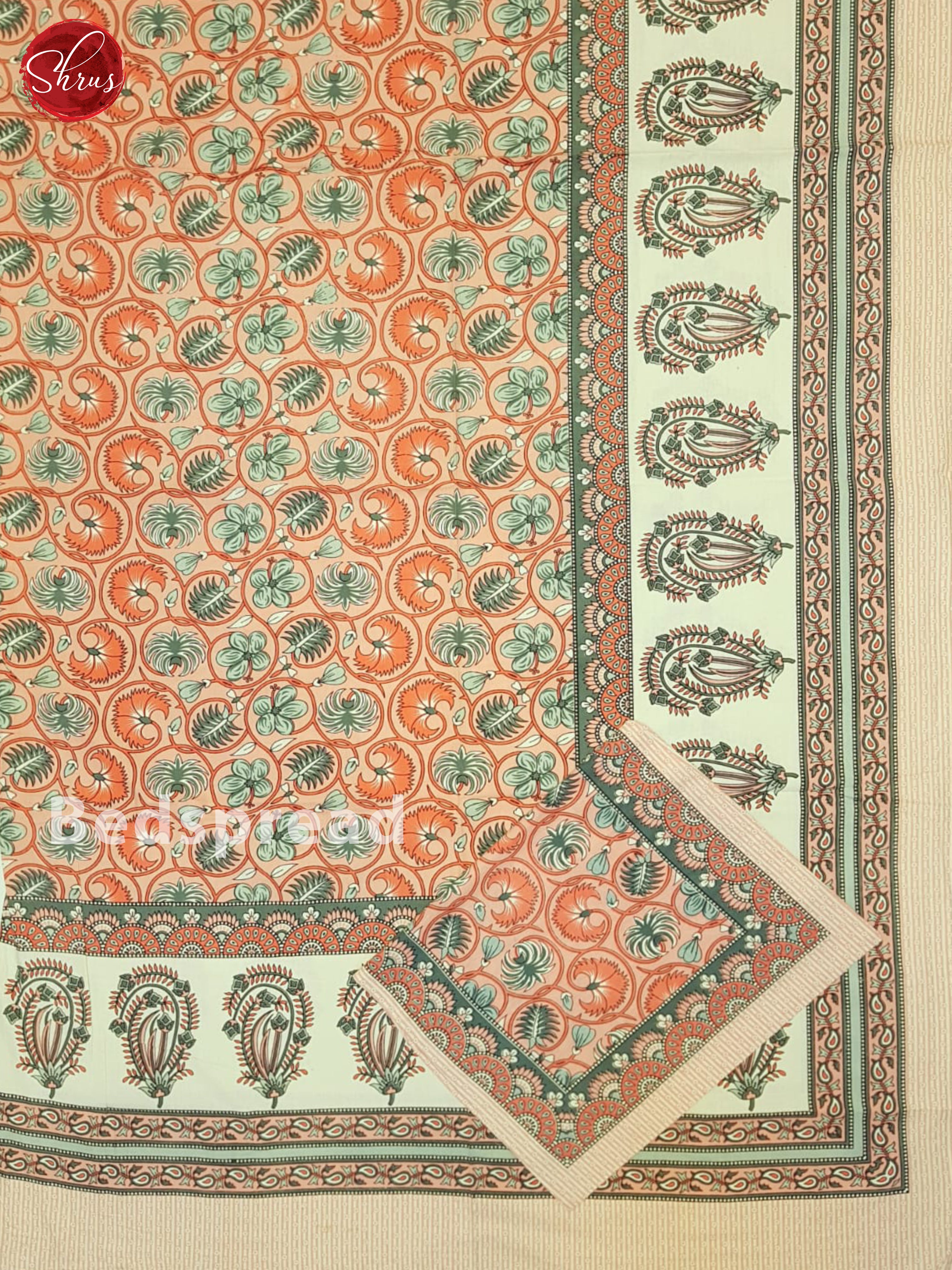 Pink And Cream- Jaipur Block Printed Double Bed Spread - Shop on ShrusEternity.com