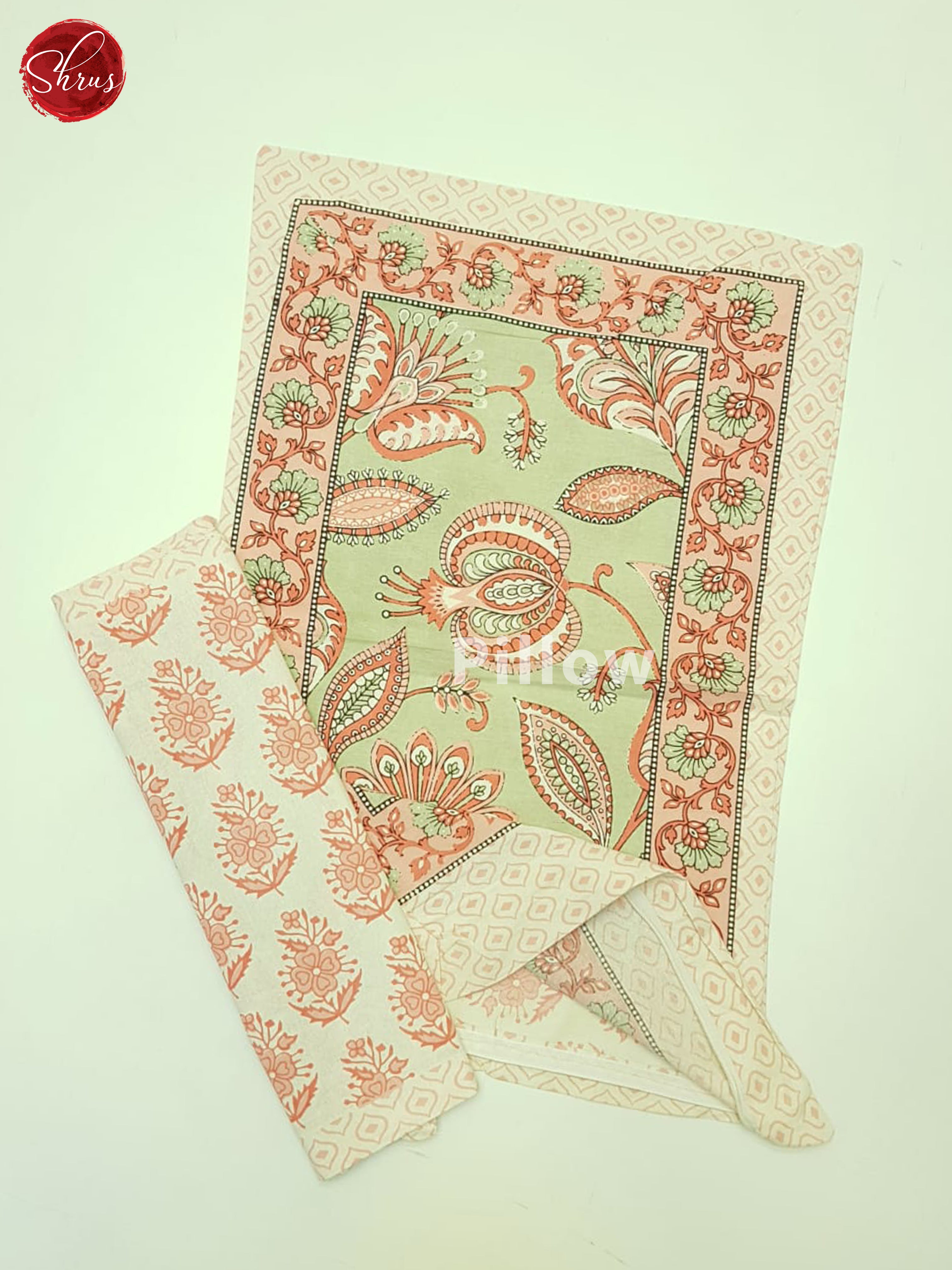 Green And Cream- Jaipuri Block Printed Double Bedsheet - Shop on ShrusEternity.com