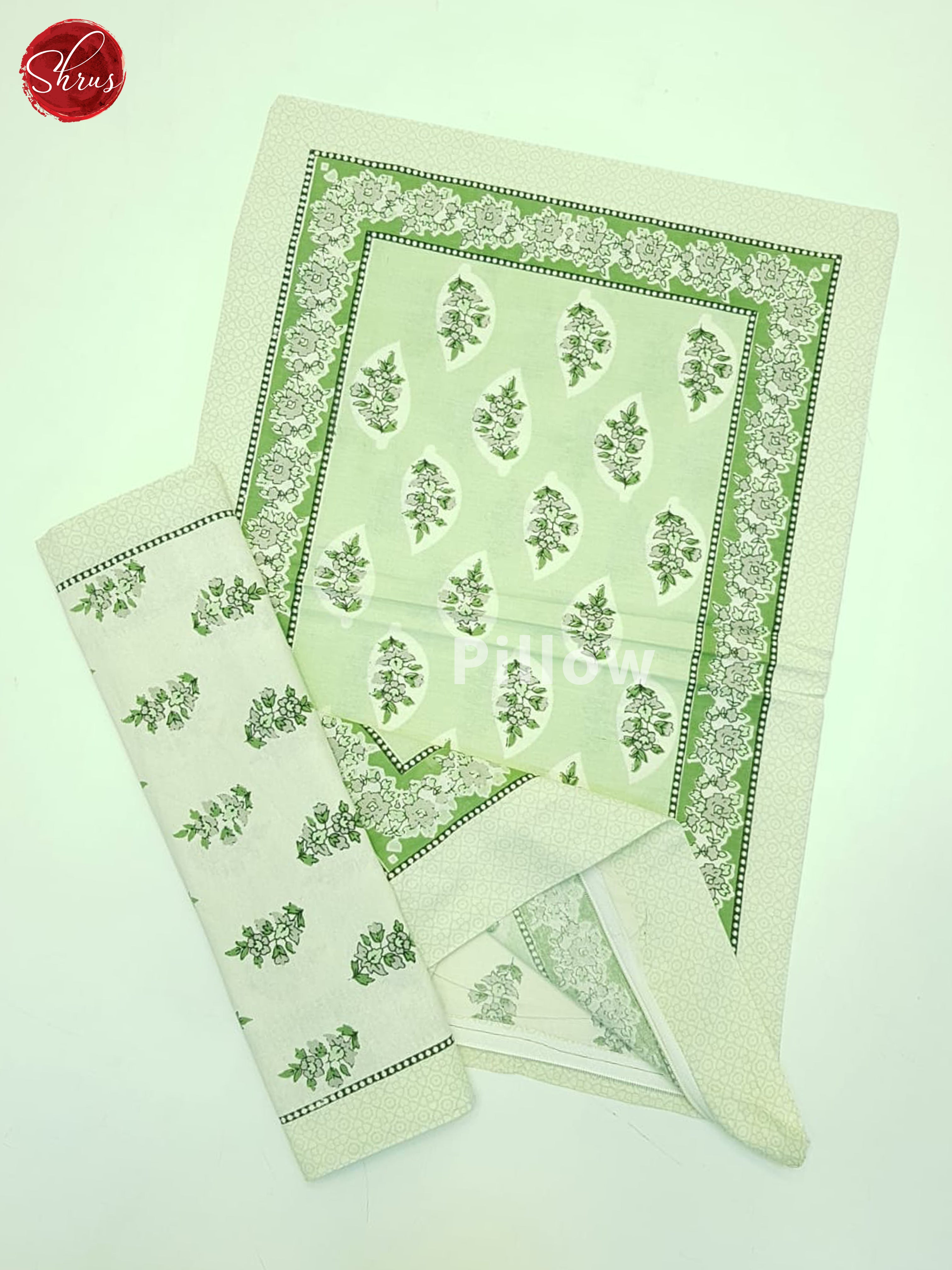 Green And Cream- Jaipuri Block Printed Bed Spread - Shop on ShrusEternity.com