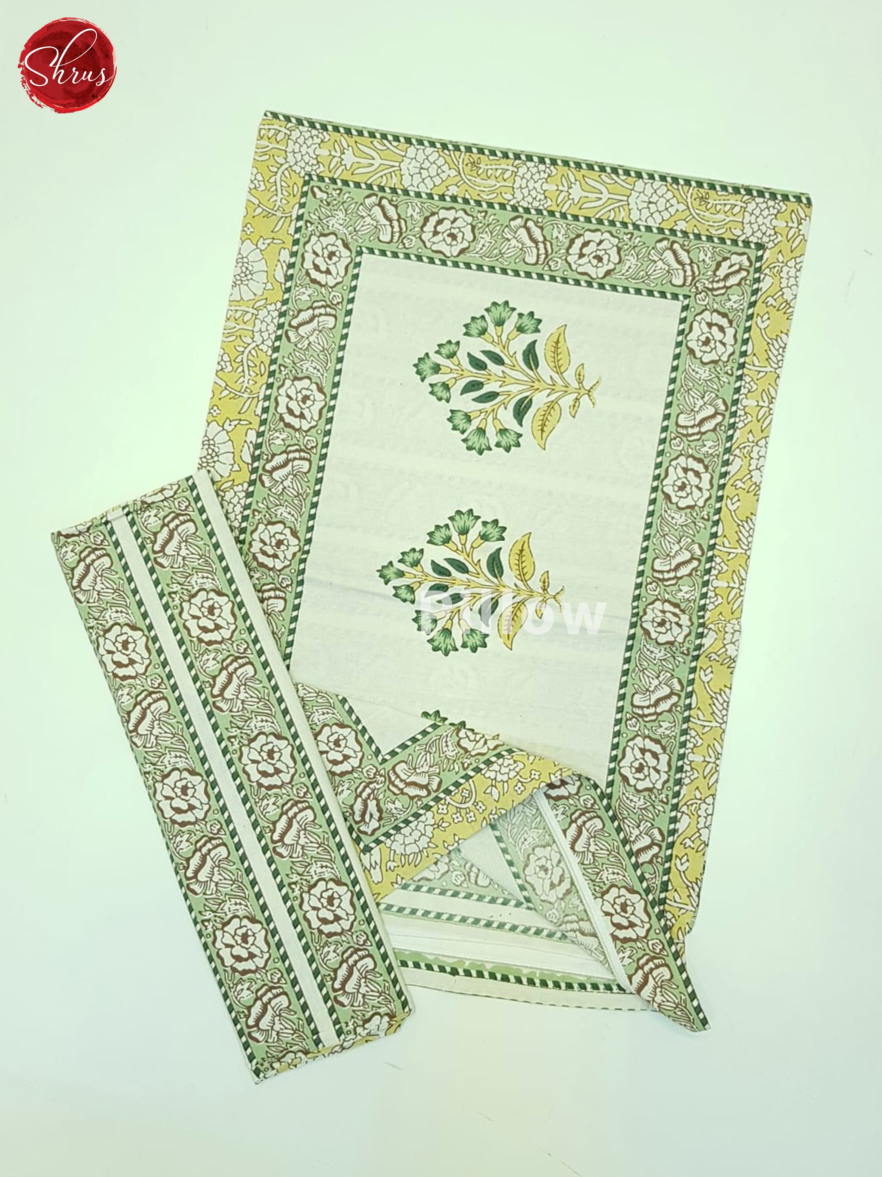 Cream And Light Yellow- Jaipur Block Printed Cotton Double Bed Spread - Shop on ShrusEternity.com