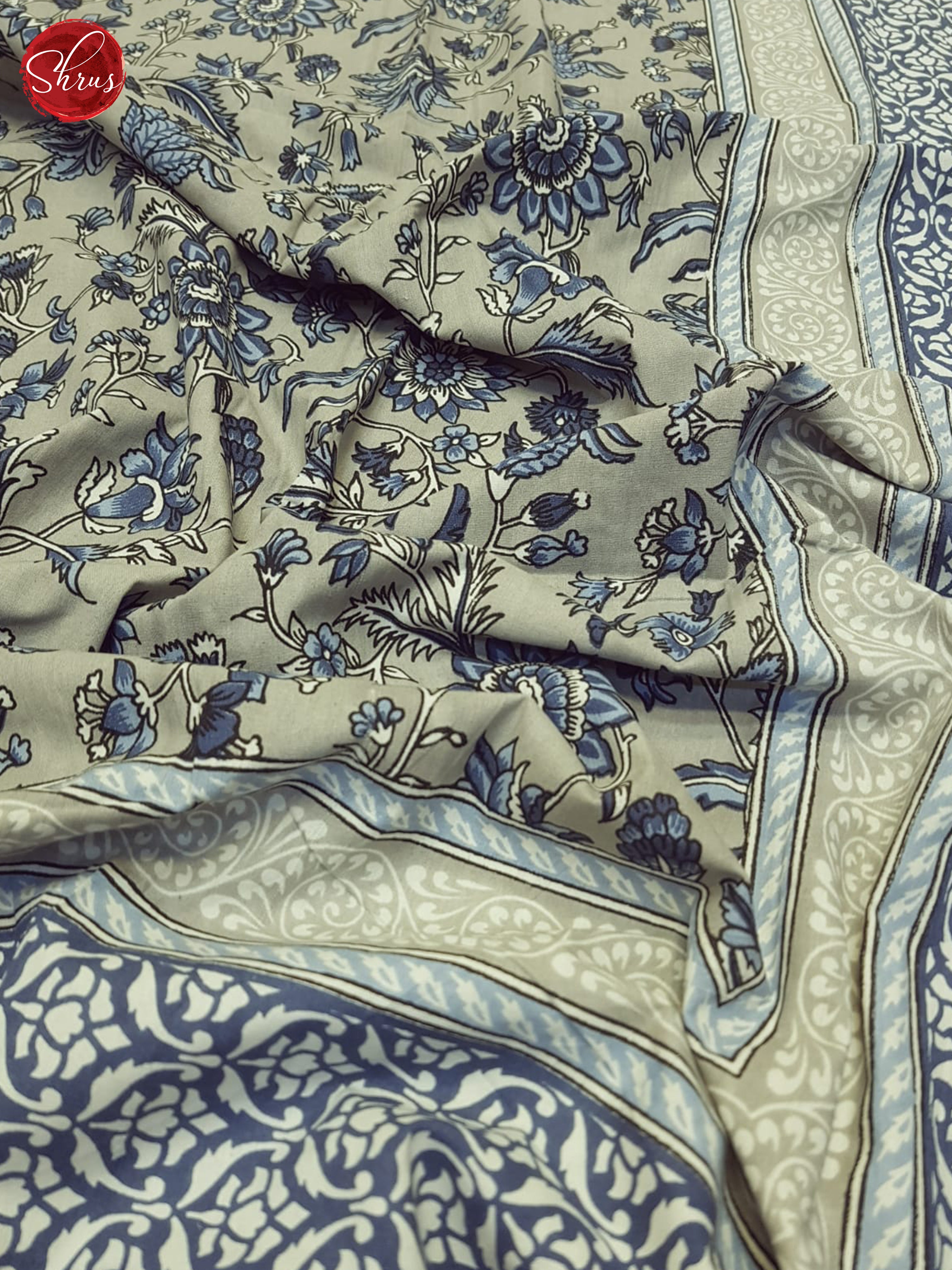 Grey And Cream- Jaipur Block Printed Cotton Double Bed Spread - Shop on ShrusEternity.com