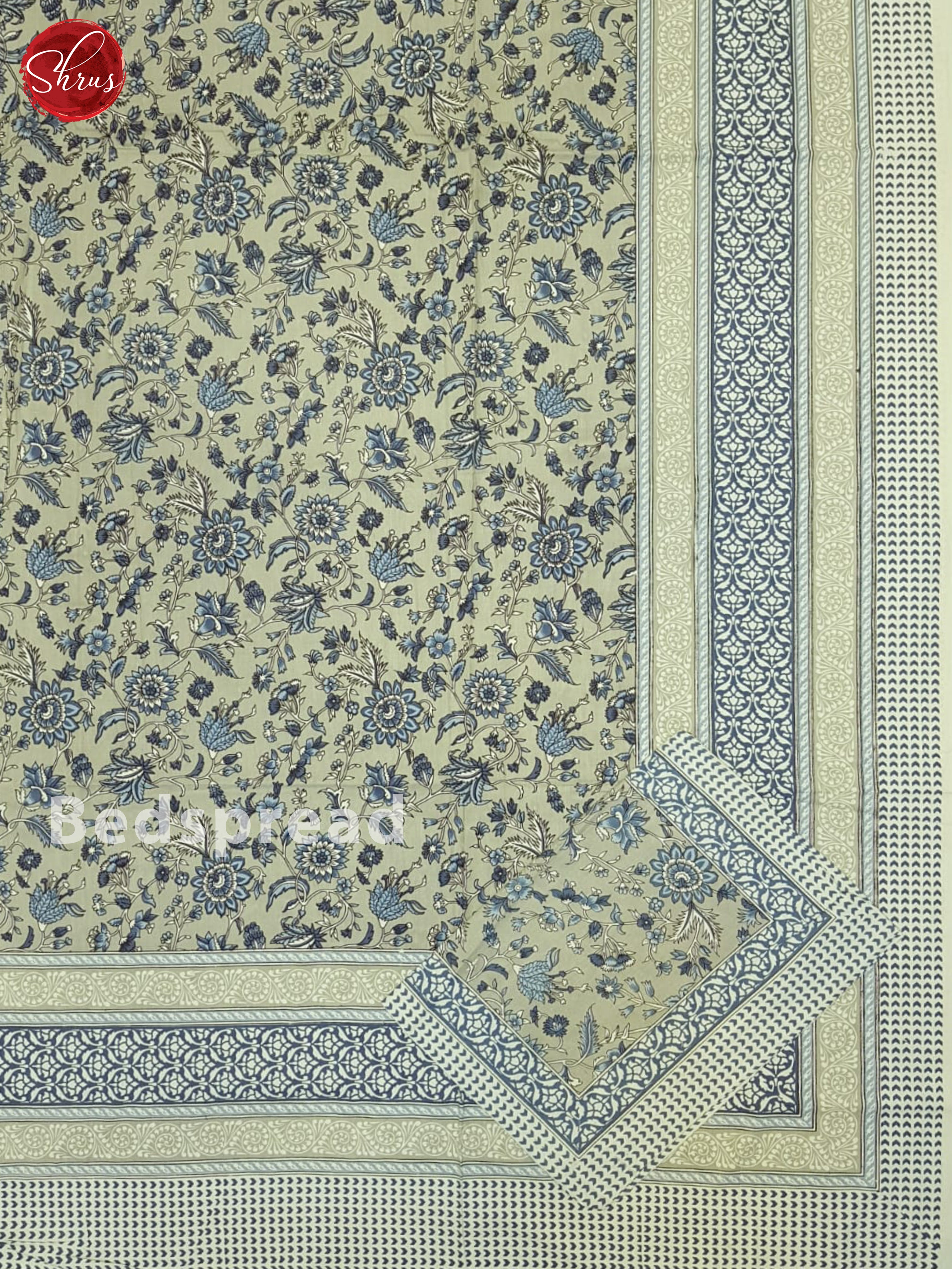 Grey And Cream- Jaipur Block Printed Cotton Double Bed Spread - Shop on ShrusEternity.com