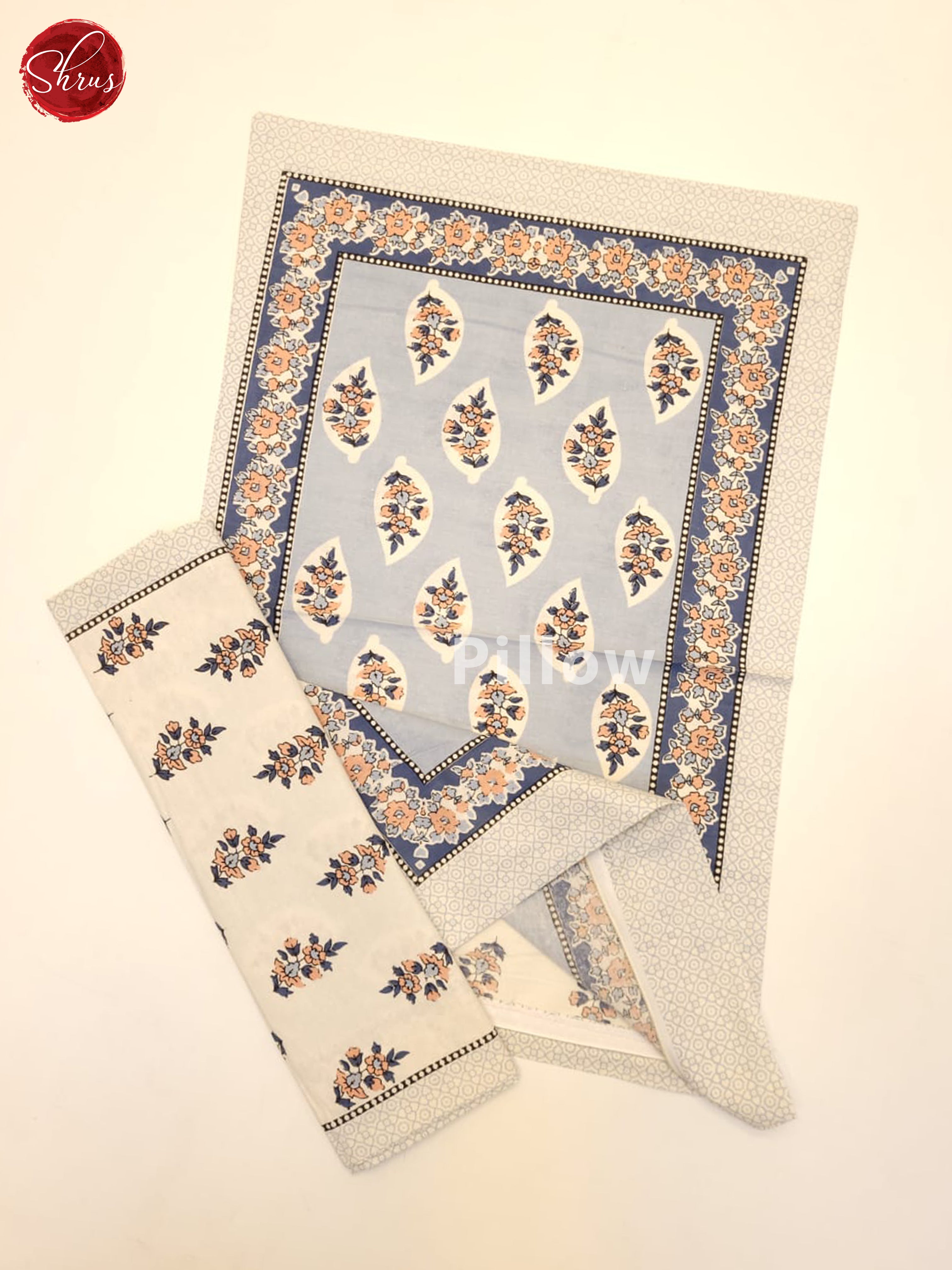 Blue And Cream- Jaipuri Block Printed Double Bed Spread - Shop on ShrusEternity.com