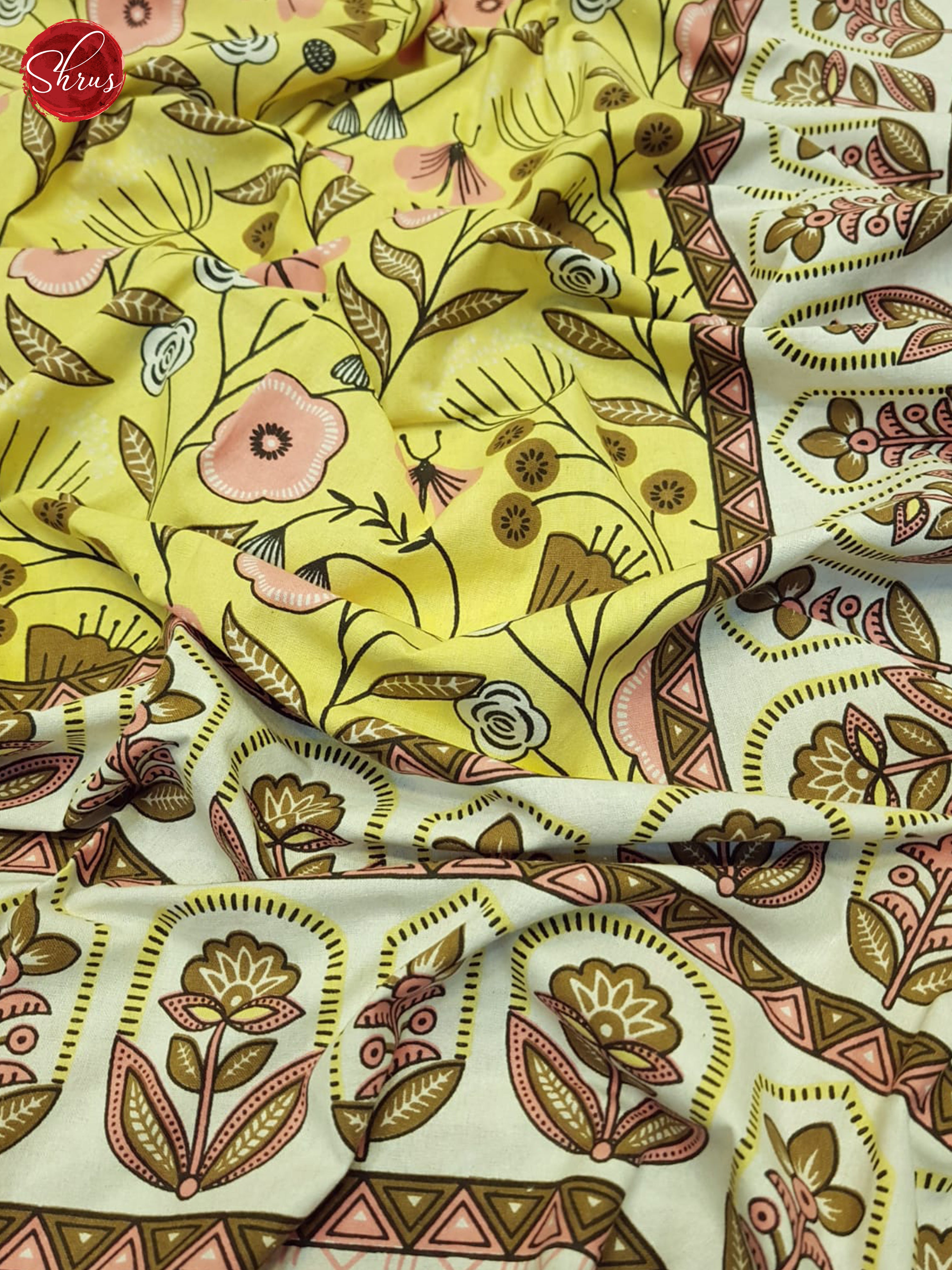 Yellow And Cream- Jaipur Block Printed Bed Spread - Shop on ShrusEternity.com