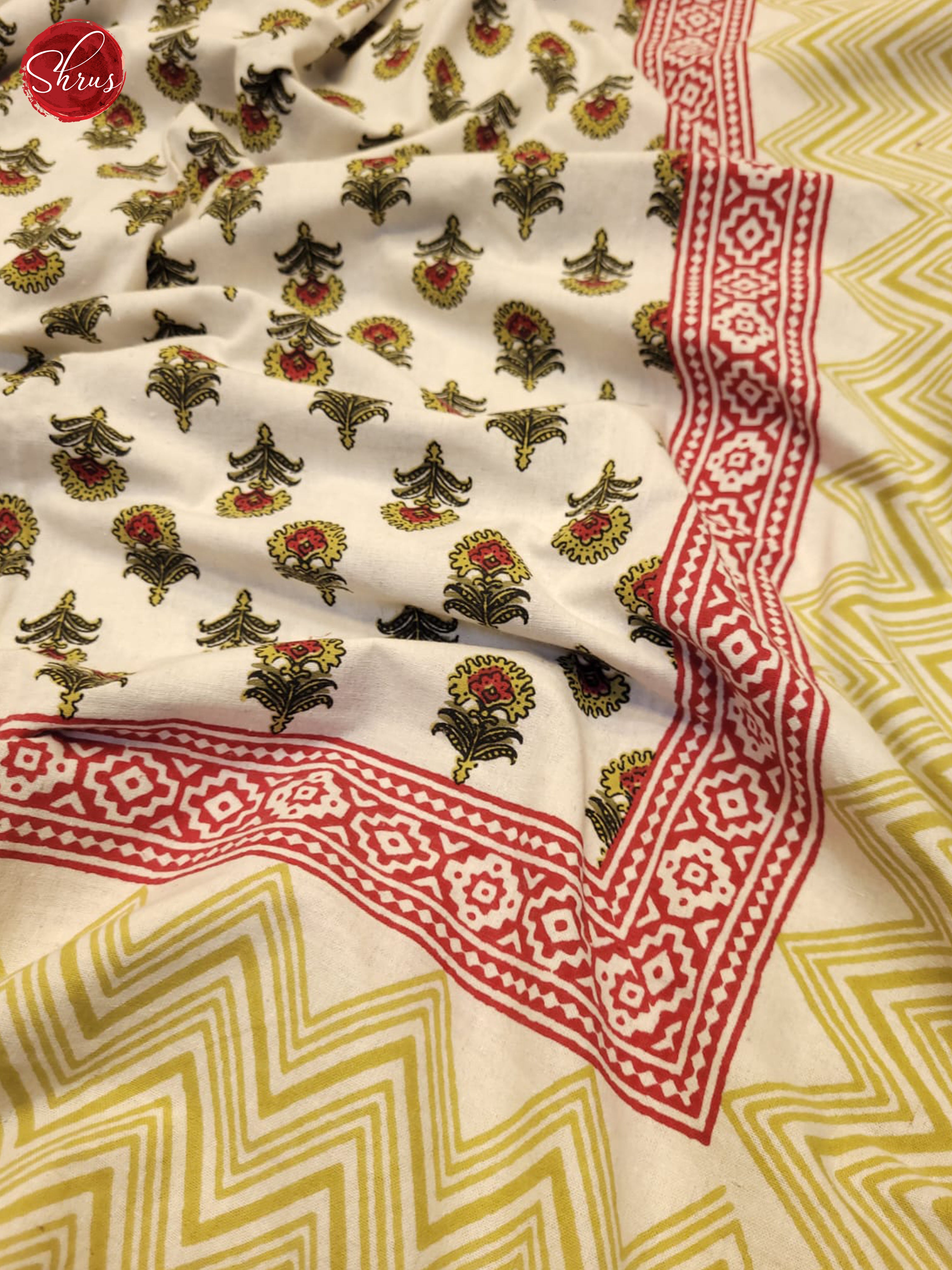 Cream & Red - Jaipur Block Printed Double Bed Spread - Shop on ShrusEternity.com