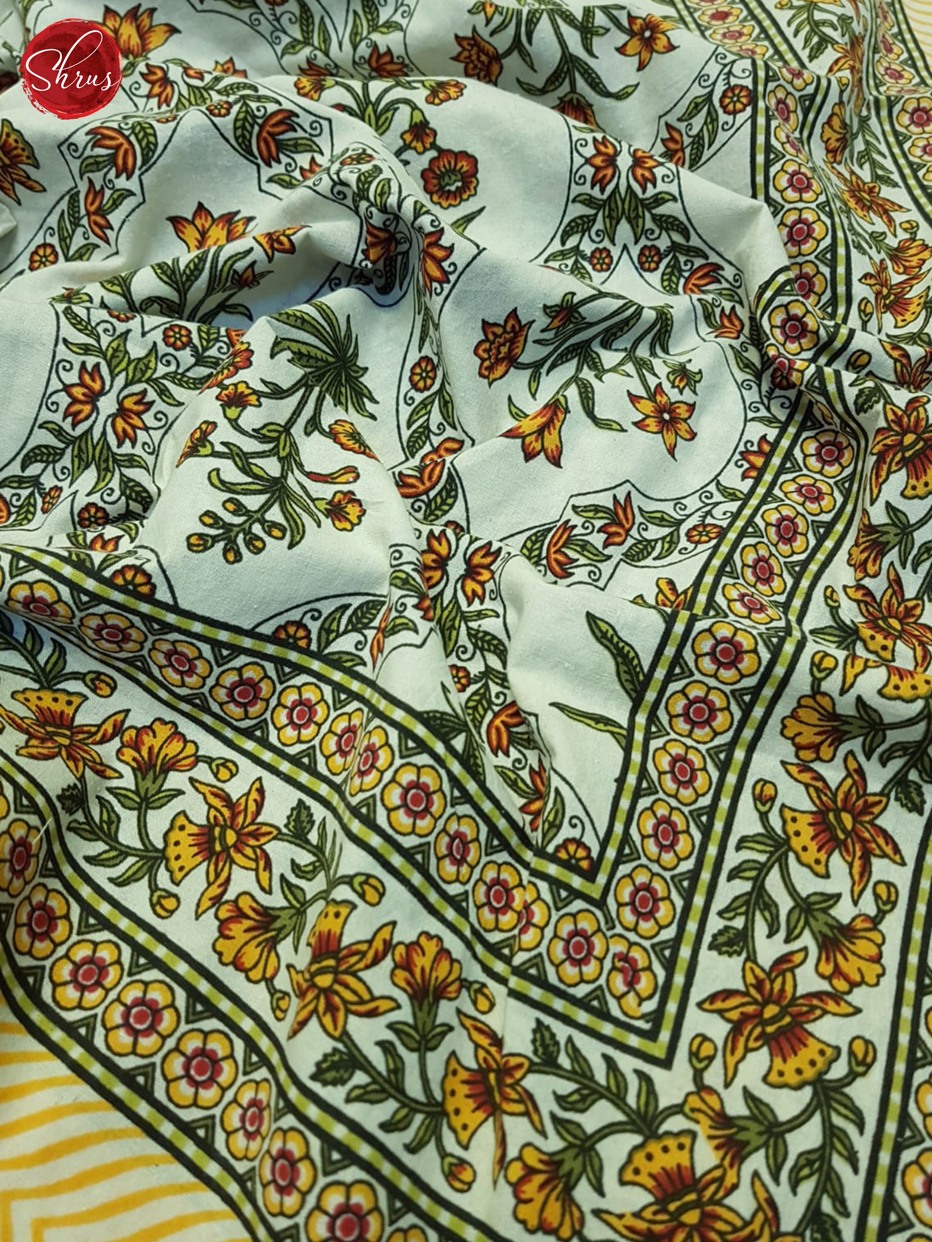 Cream And Green- Jaipur Block Printed Cotton Double Bed Spread - Shop on ShrusEternity.com