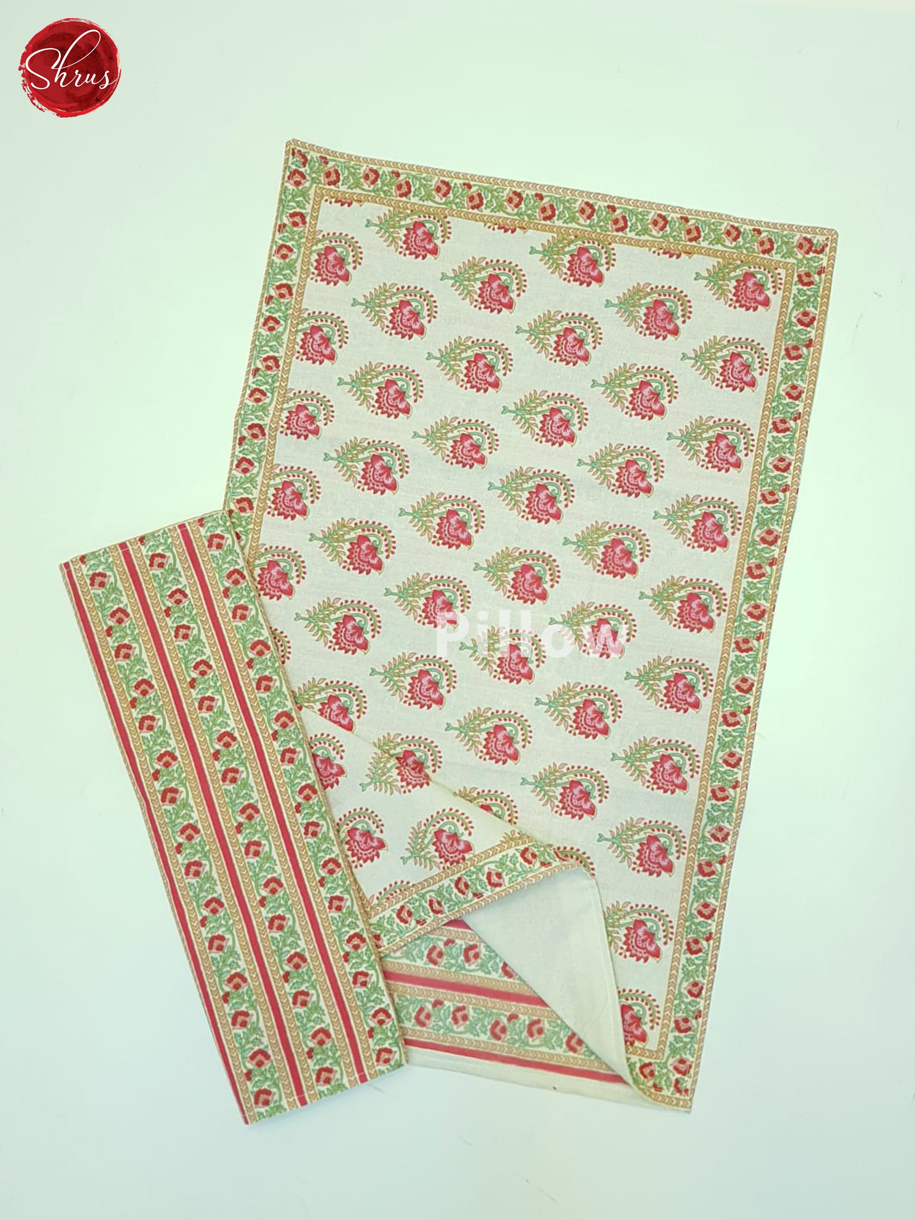 Green And Pink- Jaipuri Block Printed Cotton Double Bed Spread - Shop on ShrusEternity.com