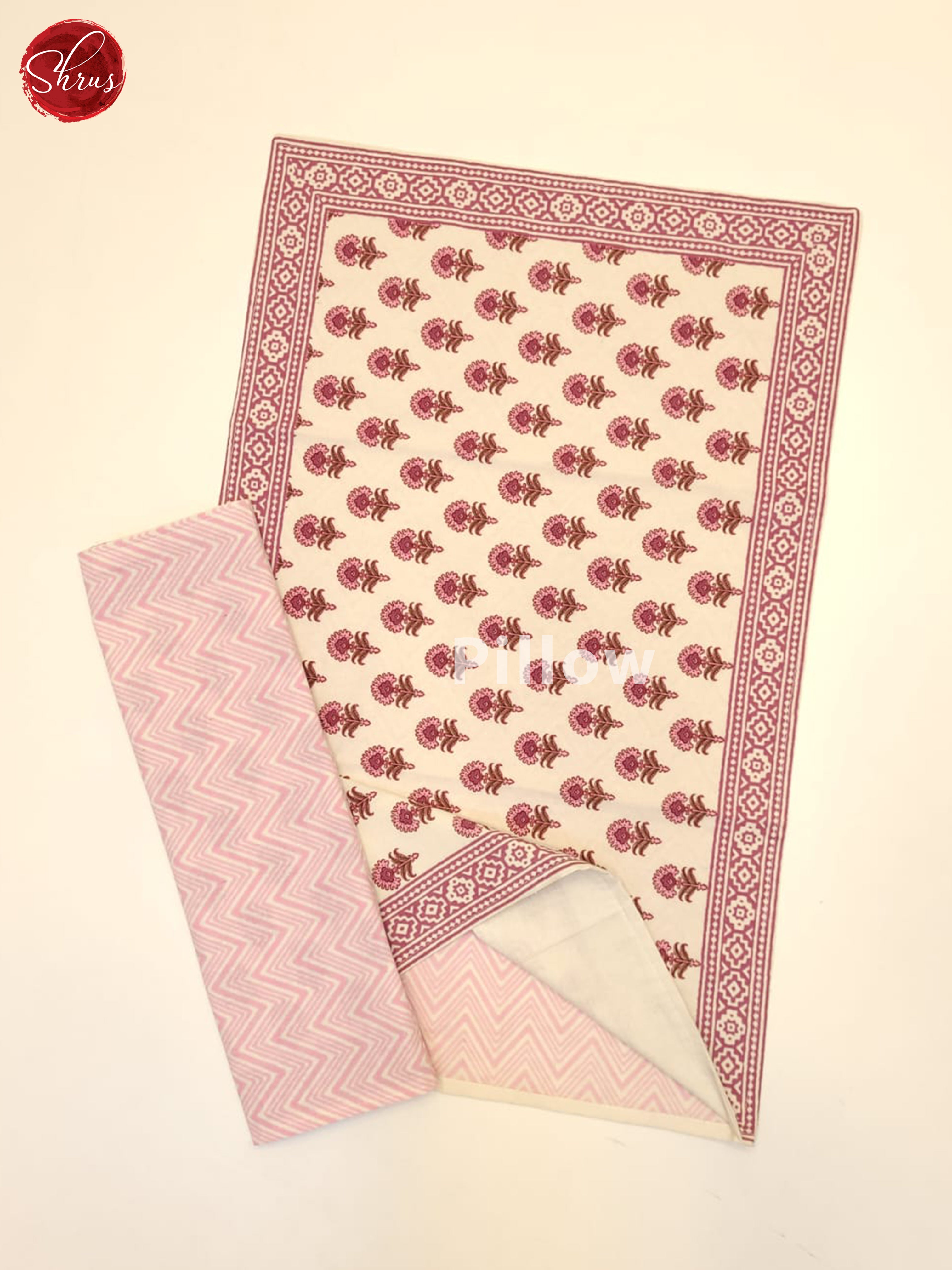 Cream And Pink- Jaipur Block Printed Cotton Double Bed Spread - Shop on ShrusEternity.com