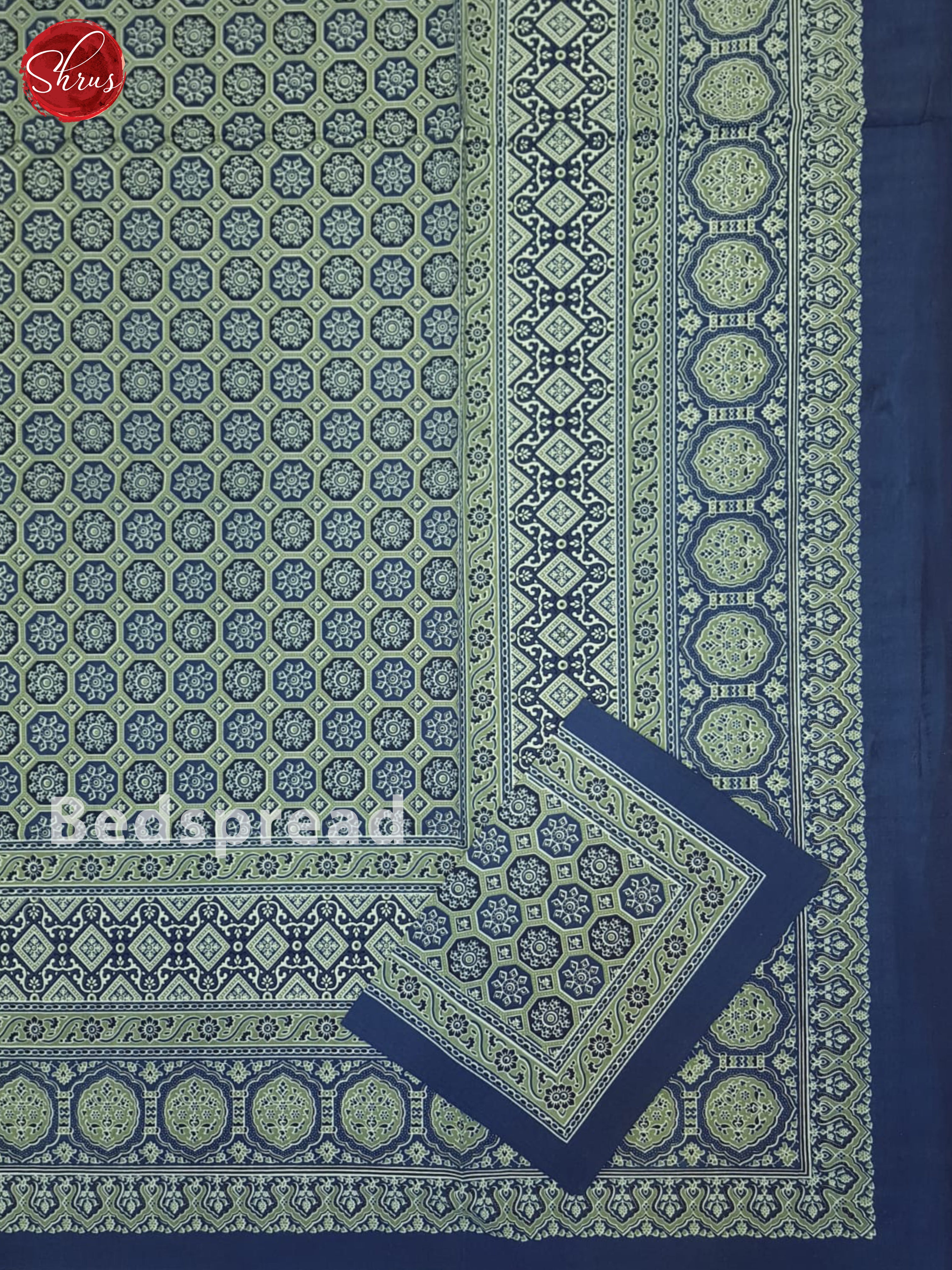 Green & Blue- Jaipuri Block printed Bedsheet - Shop on ShrusEternity.com