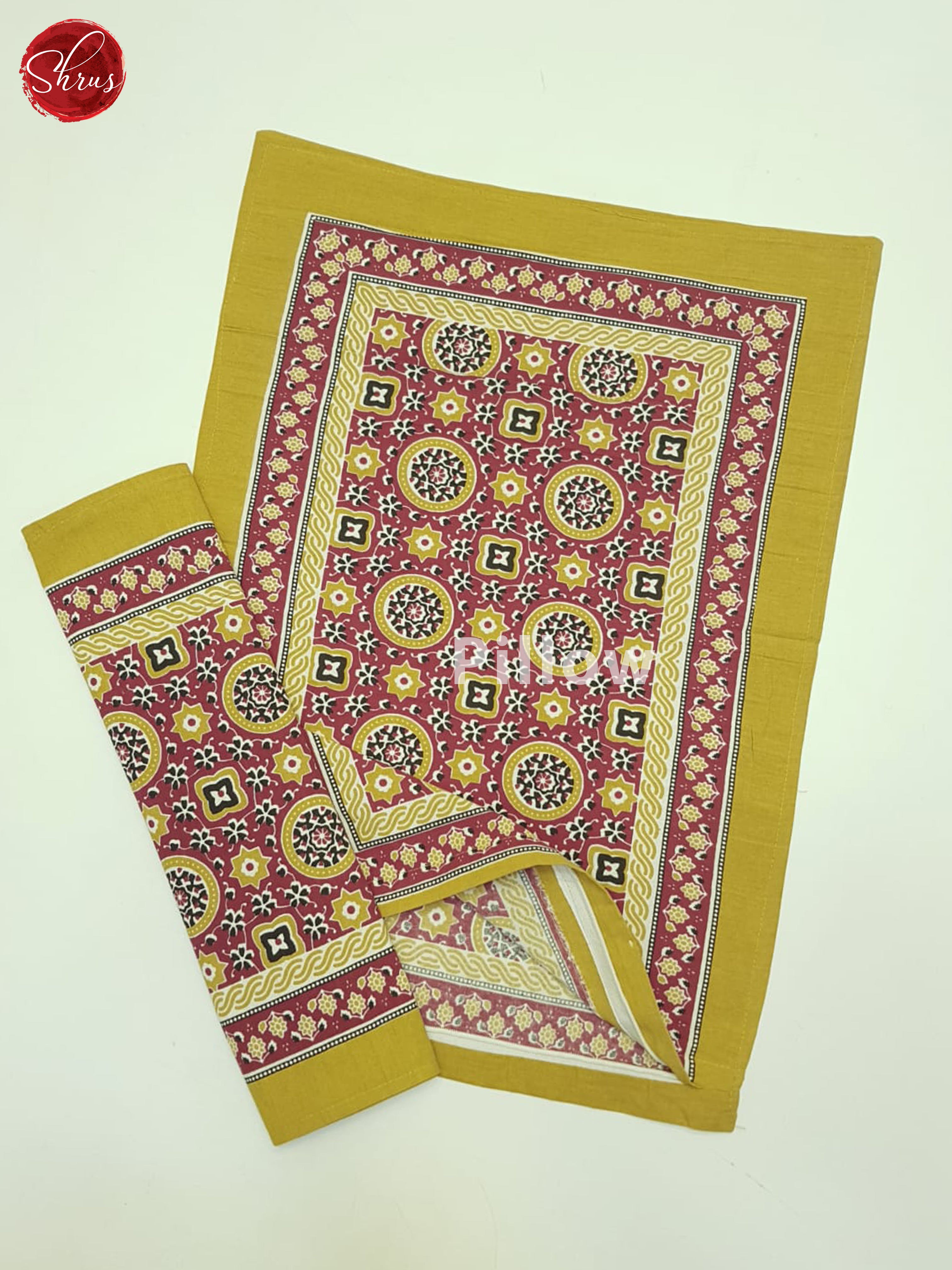 Red And Mustard- Jaipuri Block Printed Cotton Doublr Bed spread - Shop on ShrusEternity.com