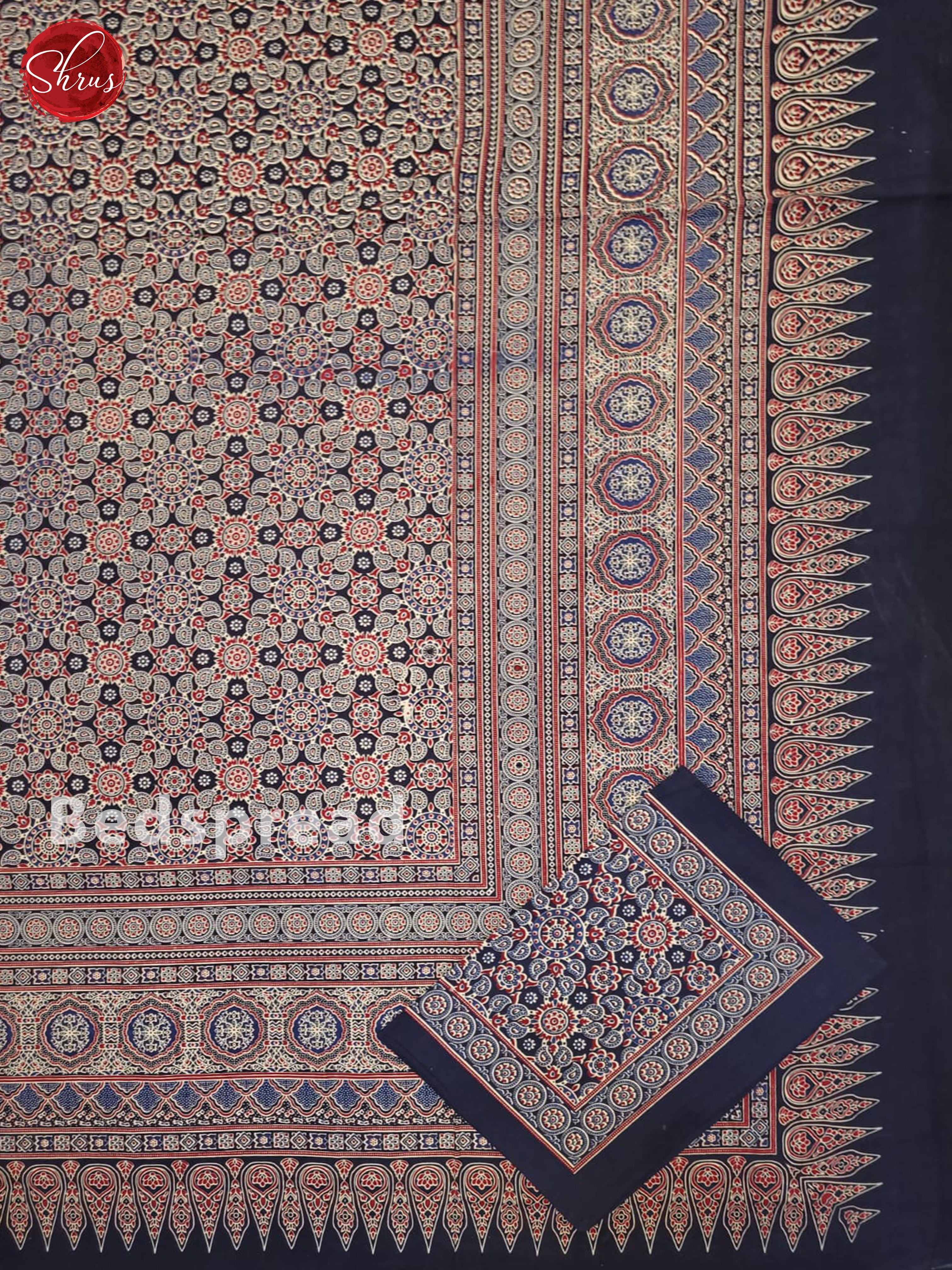 Blue And Red- Jaipur Cotton Block Printed Bed Spread - Shop on ShrusEternity.com