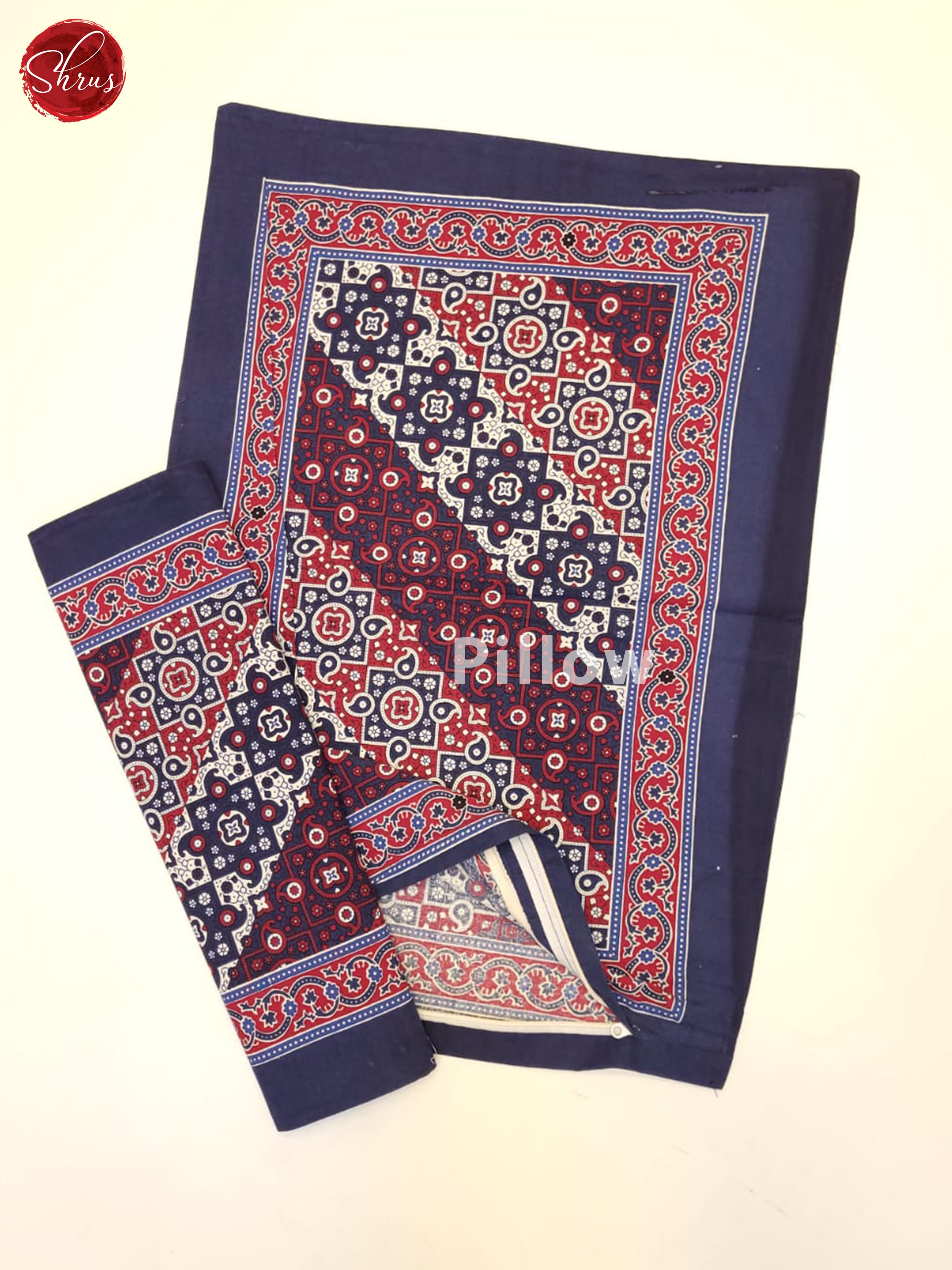 Blue & Pink- Jaipuri Block Printed Cotton Double Bed Spread - Shop on ShrusEternity.com