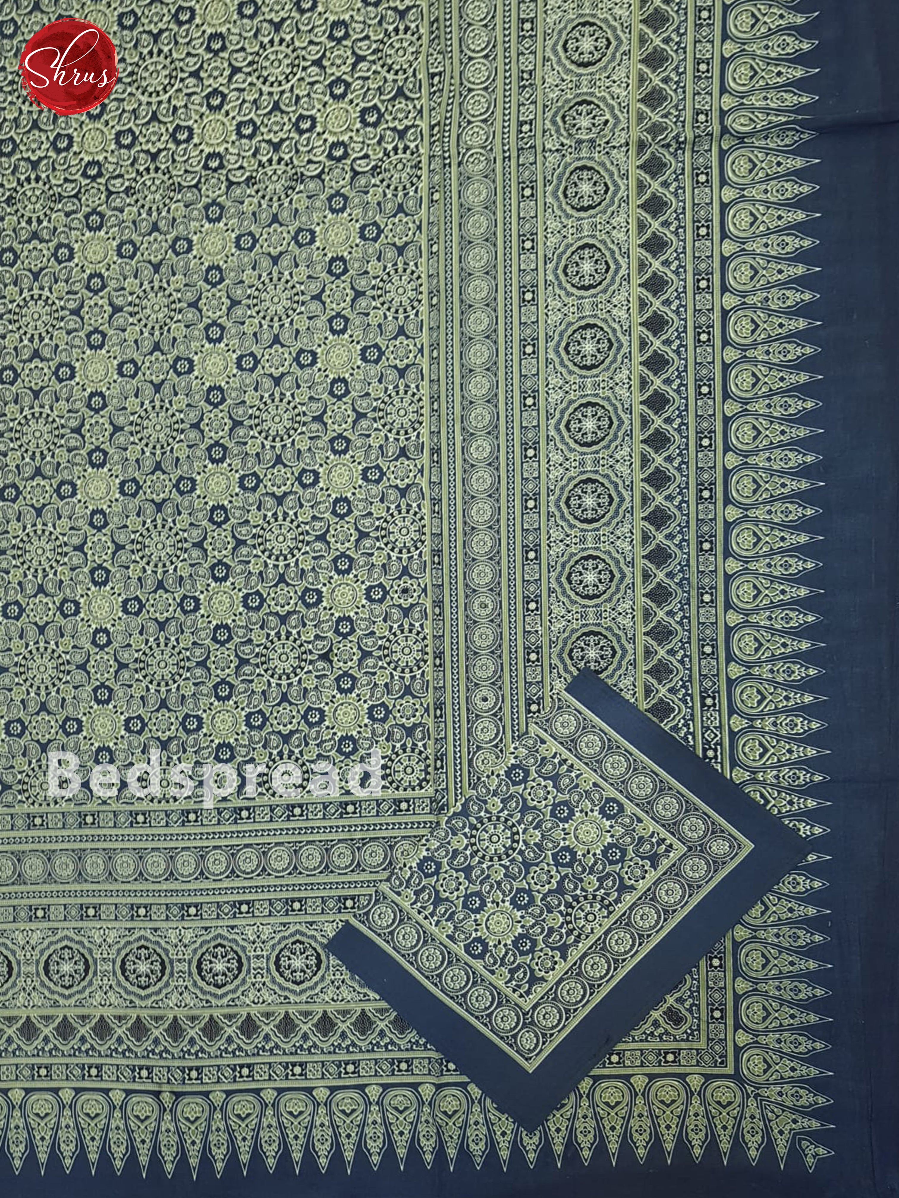 Blue & Green - Jaipuri Block Printed Cotton Double Bed Spread - Shop on ShrusEternity.com