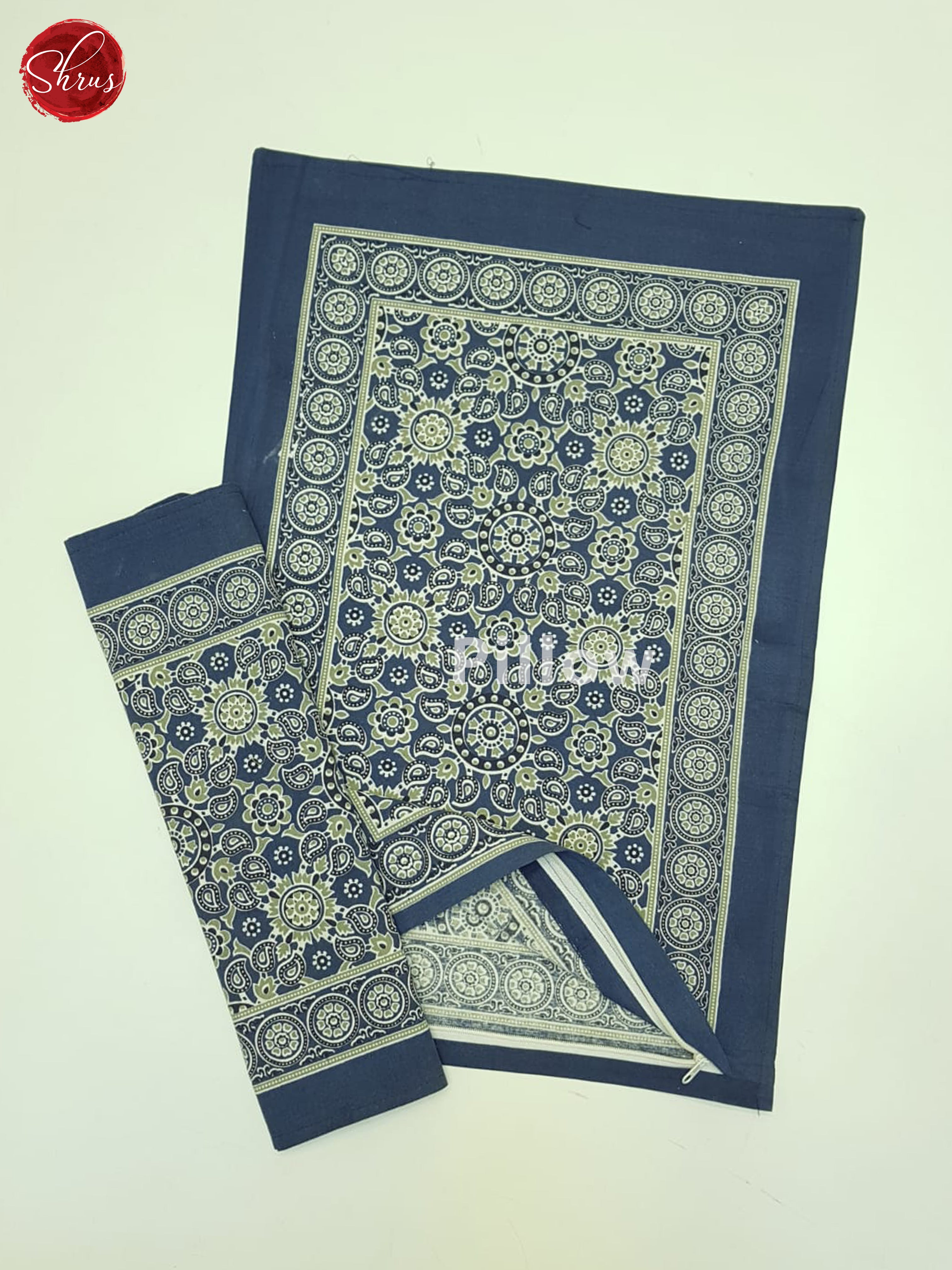 Blue & Green - Jaipuri Block Printed Cotton Double Bed Spread - Shop on ShrusEternity.com