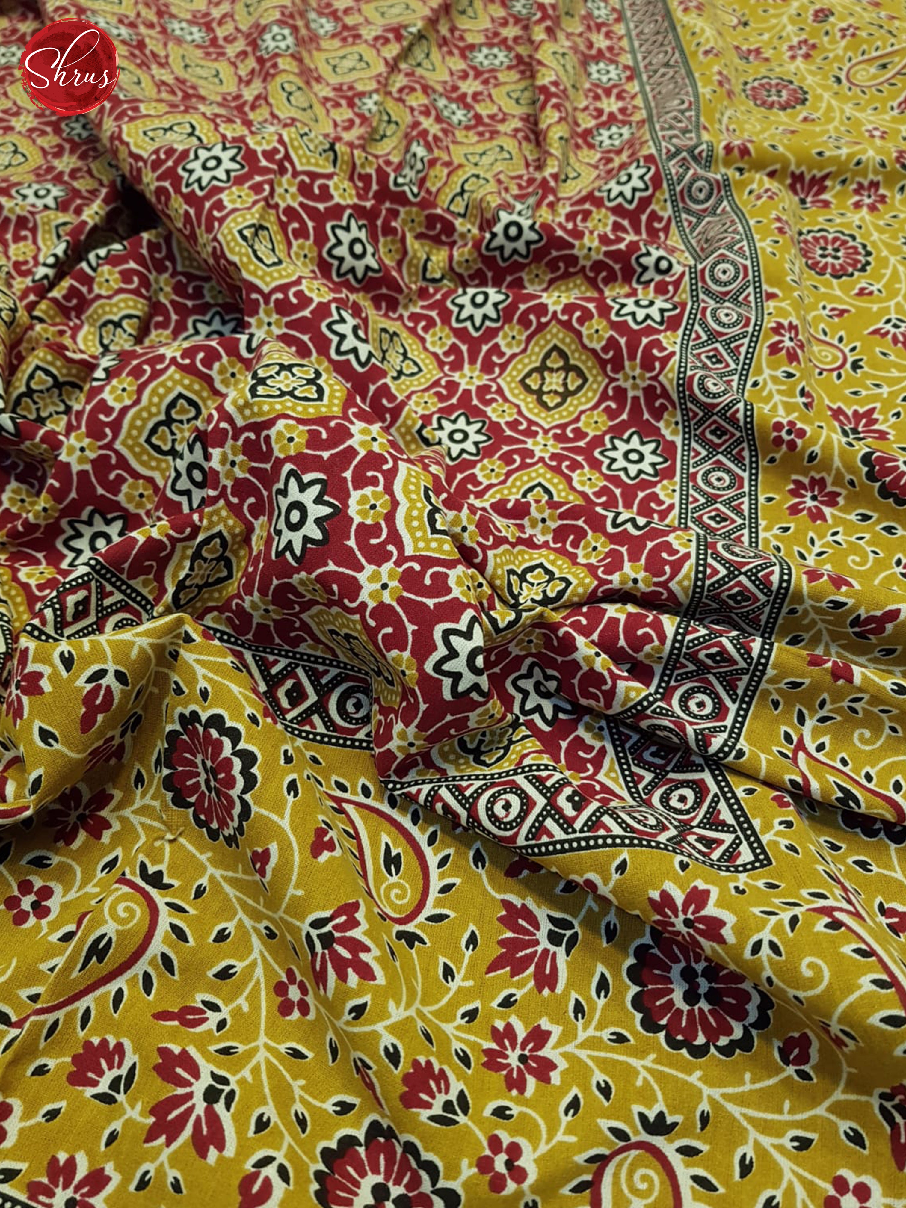 Red And Mustard- Jaipuri block printed Bedsheet - Shop on ShrusEternity.com