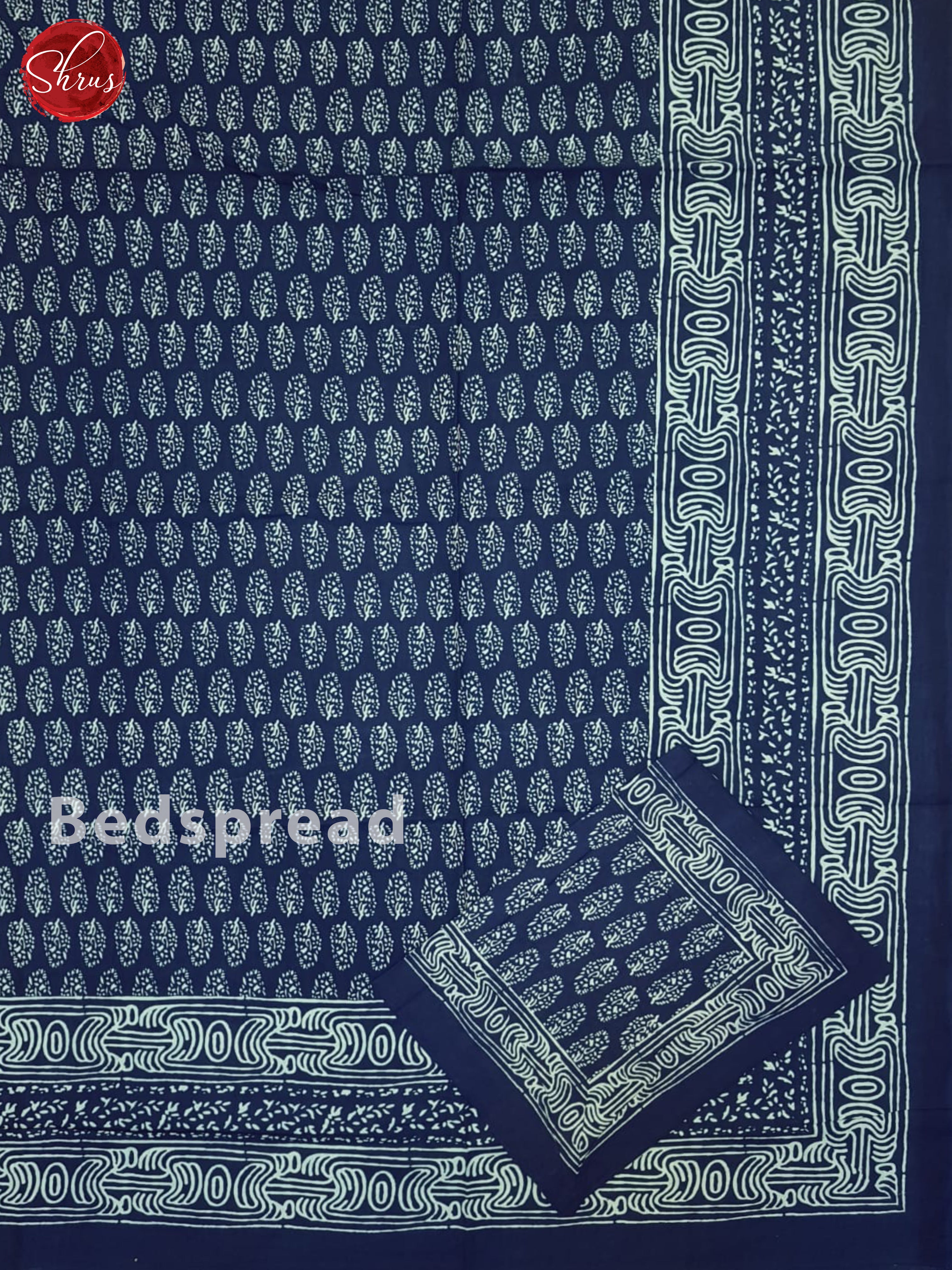 Blue-Jaipuri Block Printed Cotton Bed Spread - Shop on ShrusEternity.com