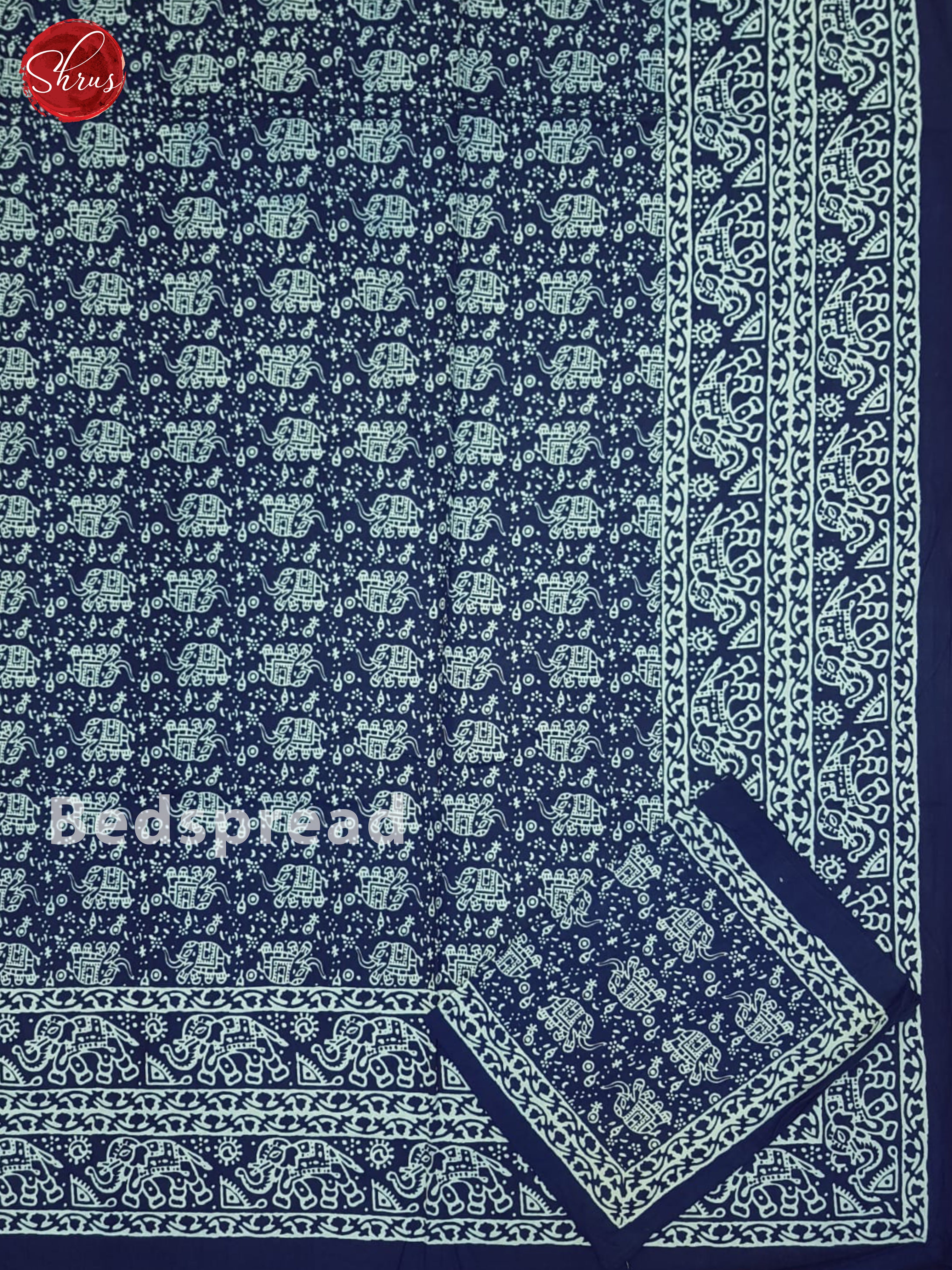 Blue- Jaipuri Block printed Double Bedsheet - Shop on ShrusEternity.com