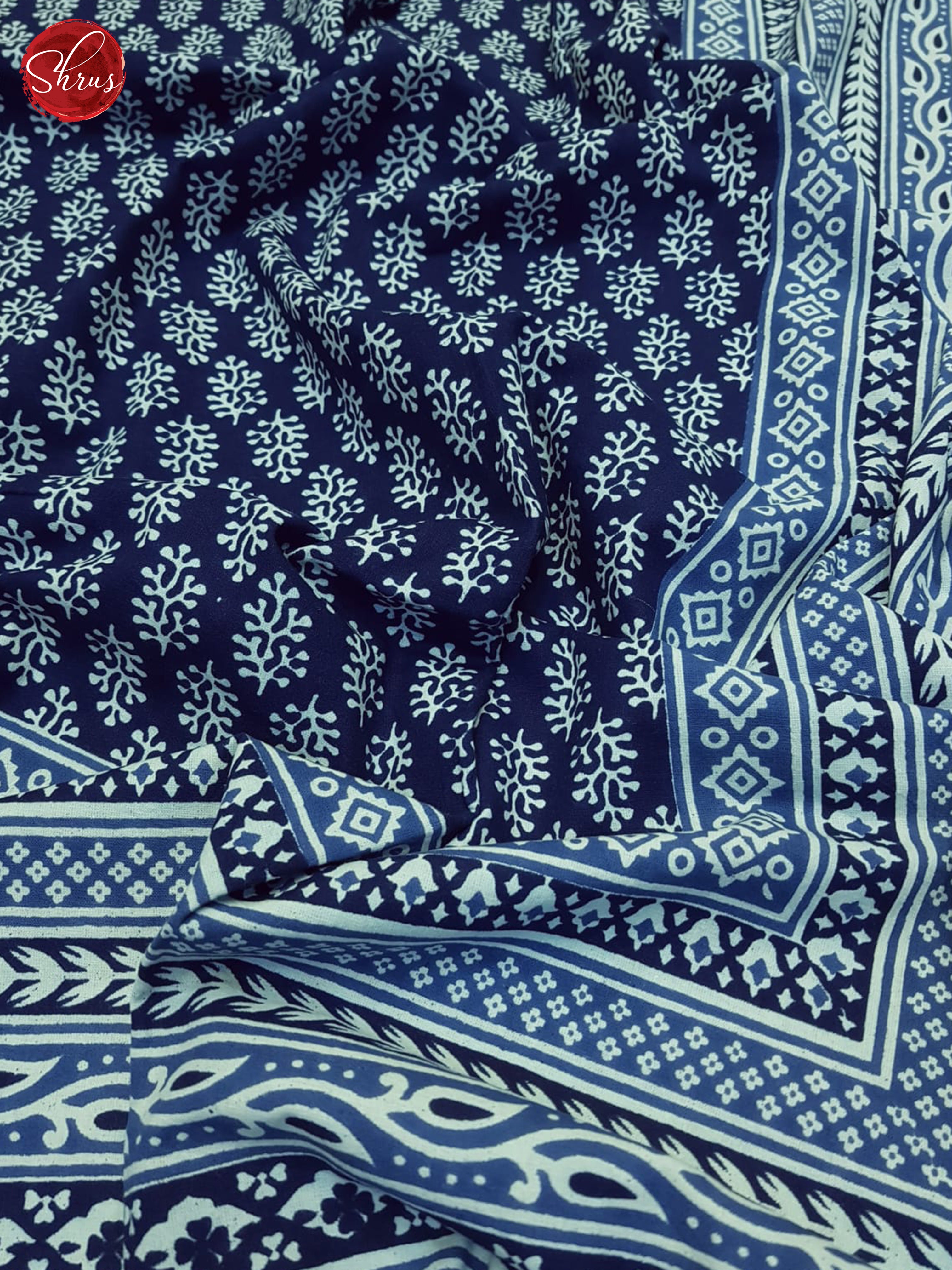 Blue- Jaipuri Block printed Double Bedsheet - Shop on ShrusEternity.com