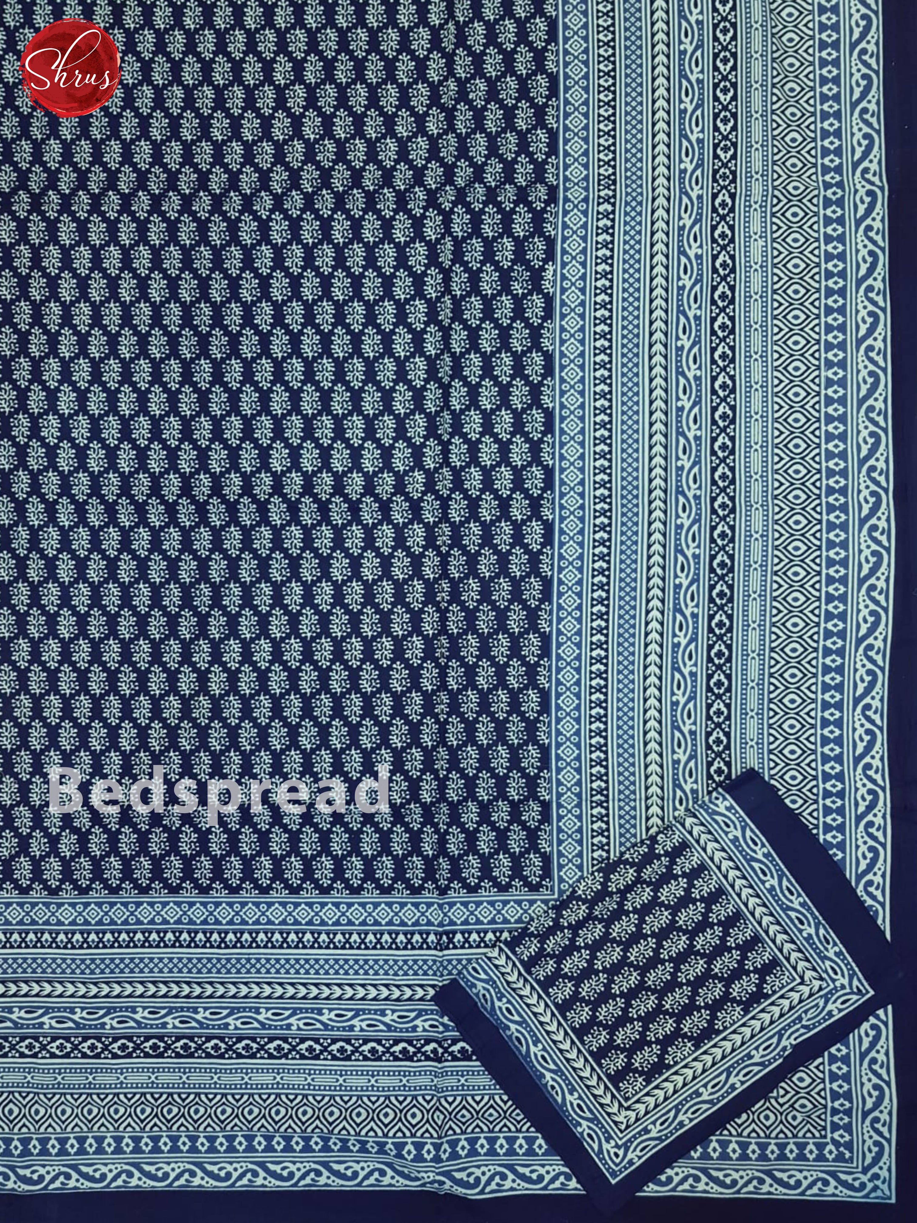 Blue- Jaipuri Block printed Double Bedsheet - Shop on ShrusEternity.com