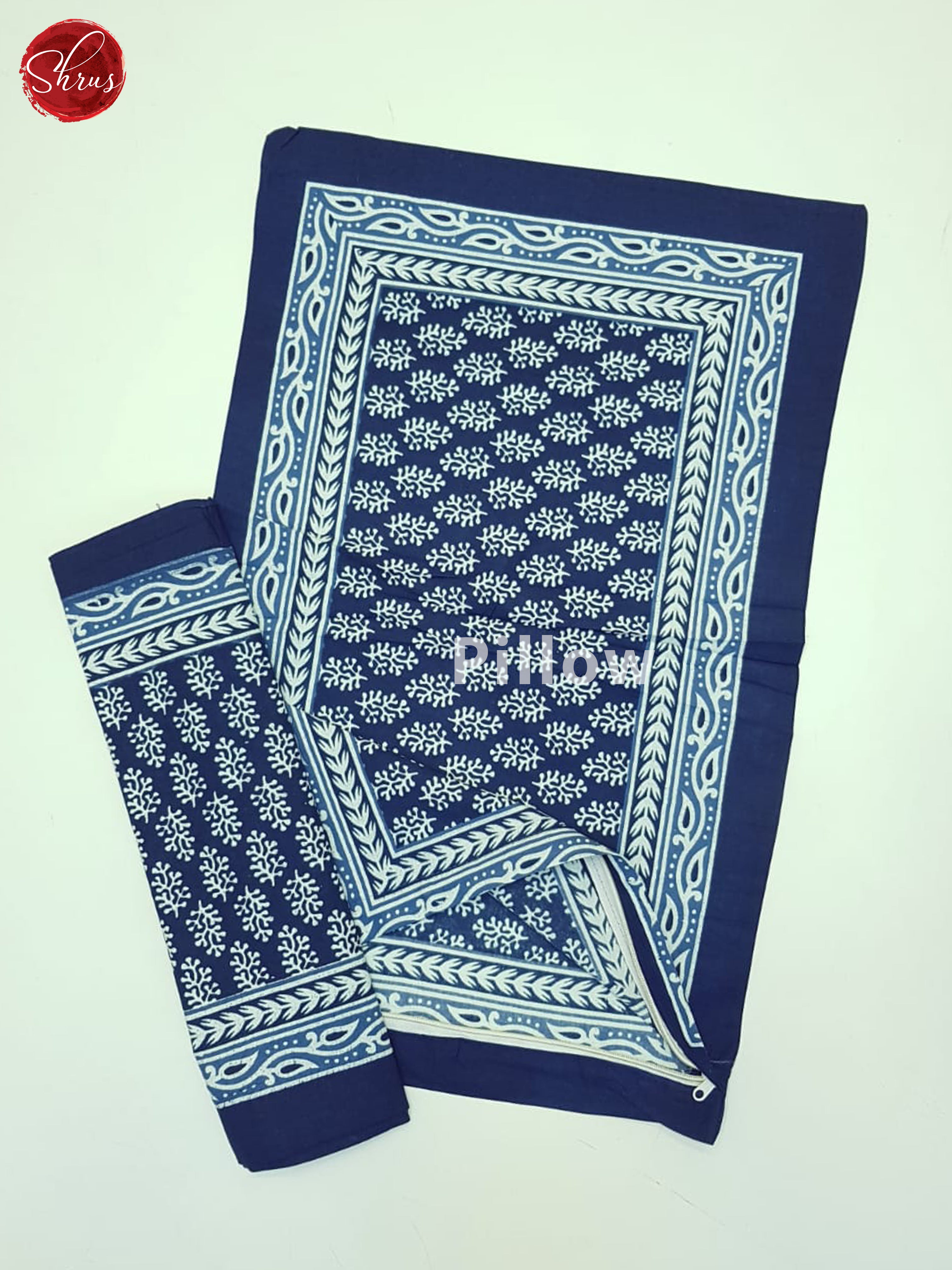 Blue- Jaipuri Block printed Double Bedsheet - Shop on ShrusEternity.com