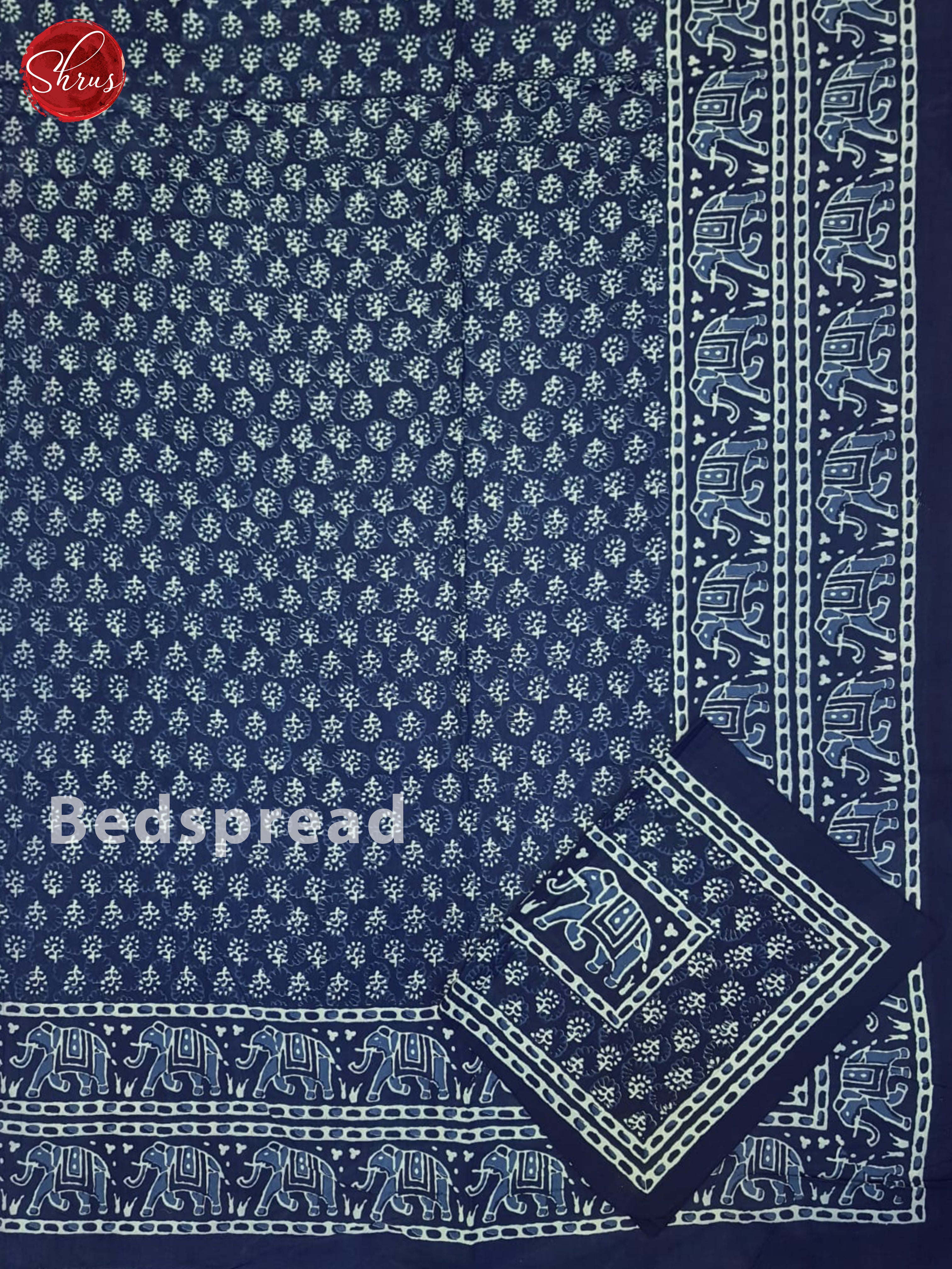 Blue- Jaipuri Block printed Double Bedsheet - Shop on ShrusEternity.com