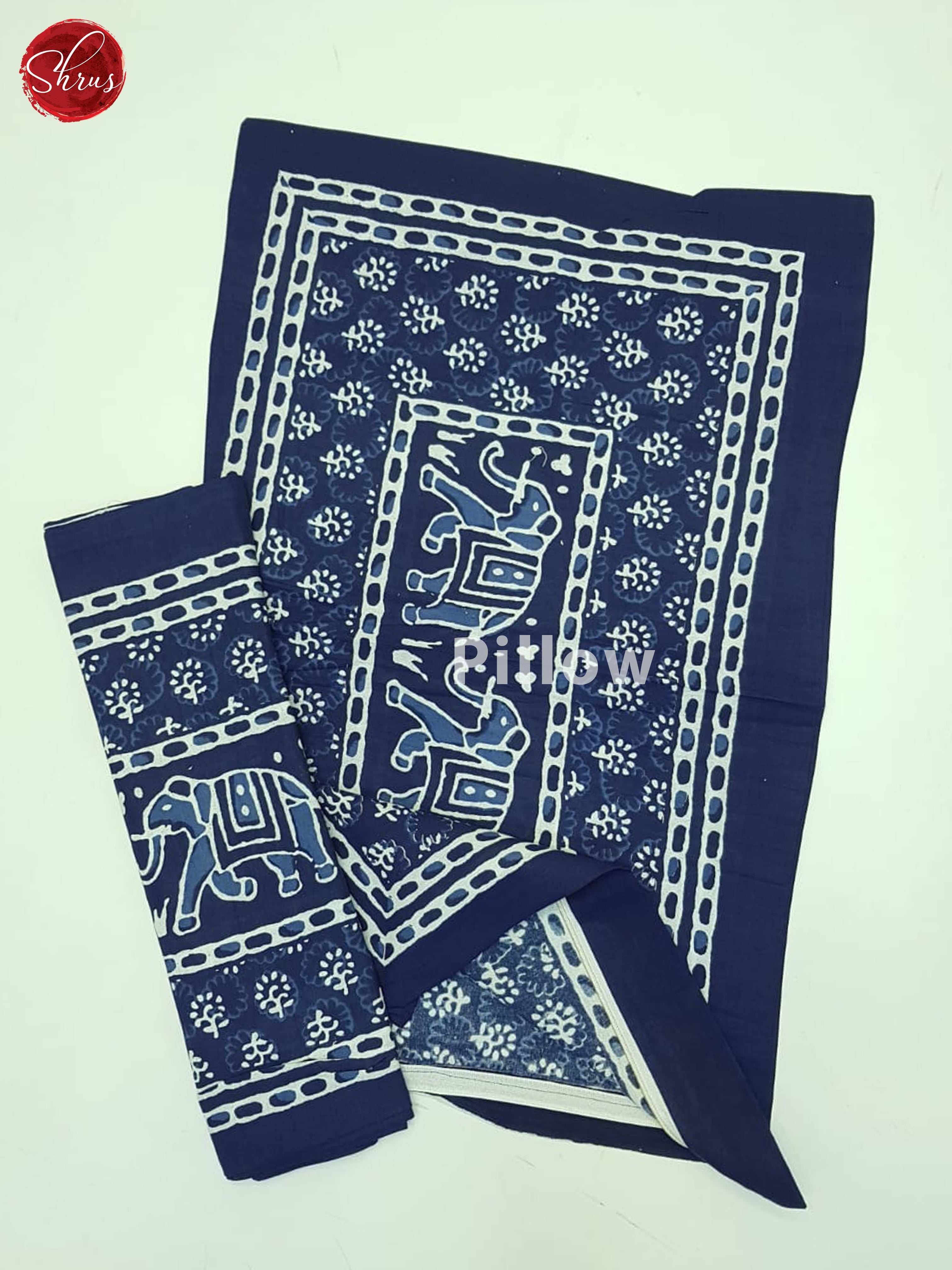 Blue- Jaipuri Block printed Double Bedsheet - Shop on ShrusEternity.com