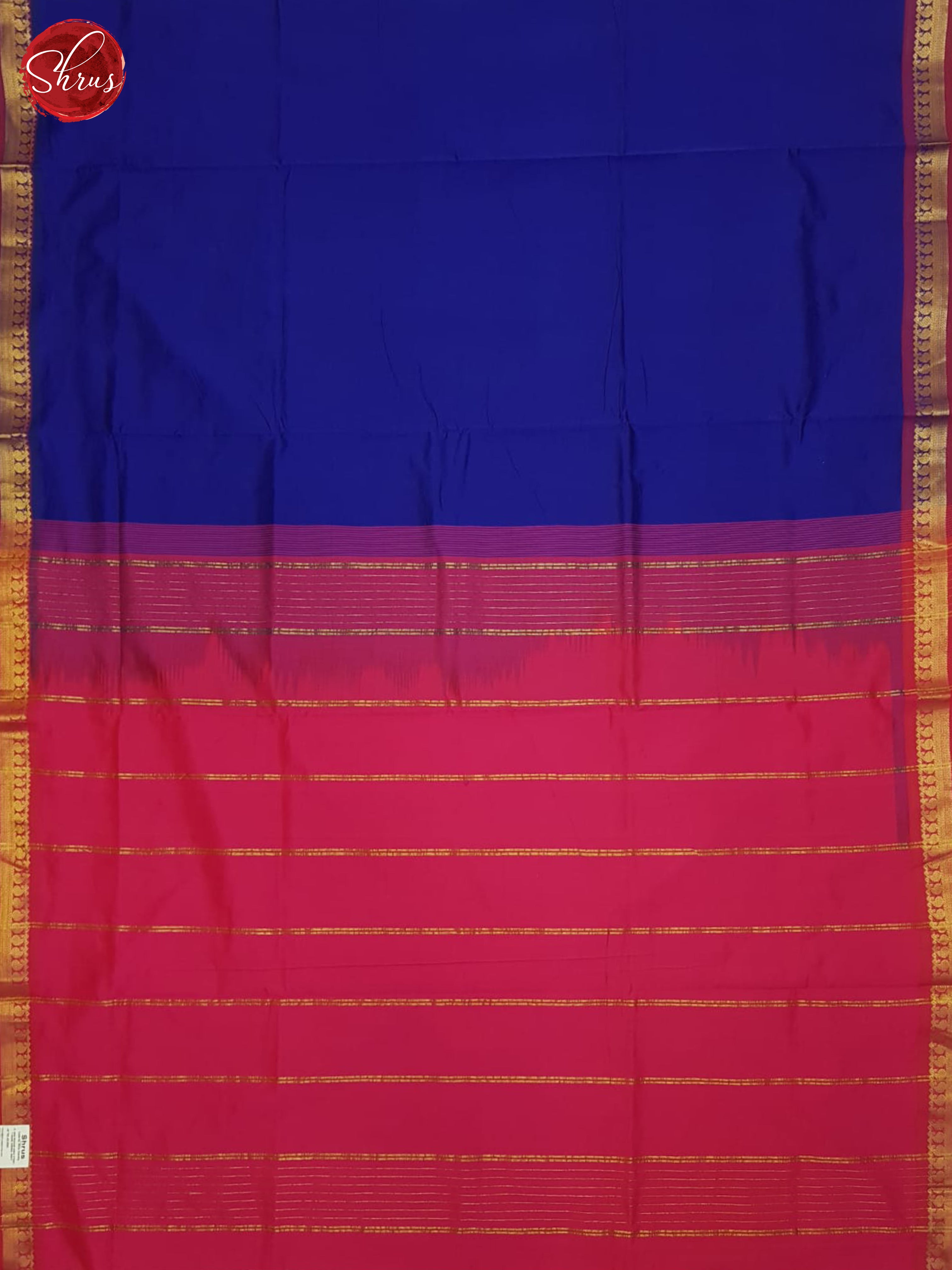 Blue And Pink- Silk Cotton half- pure Saree - Shop on ShrusEternity.com