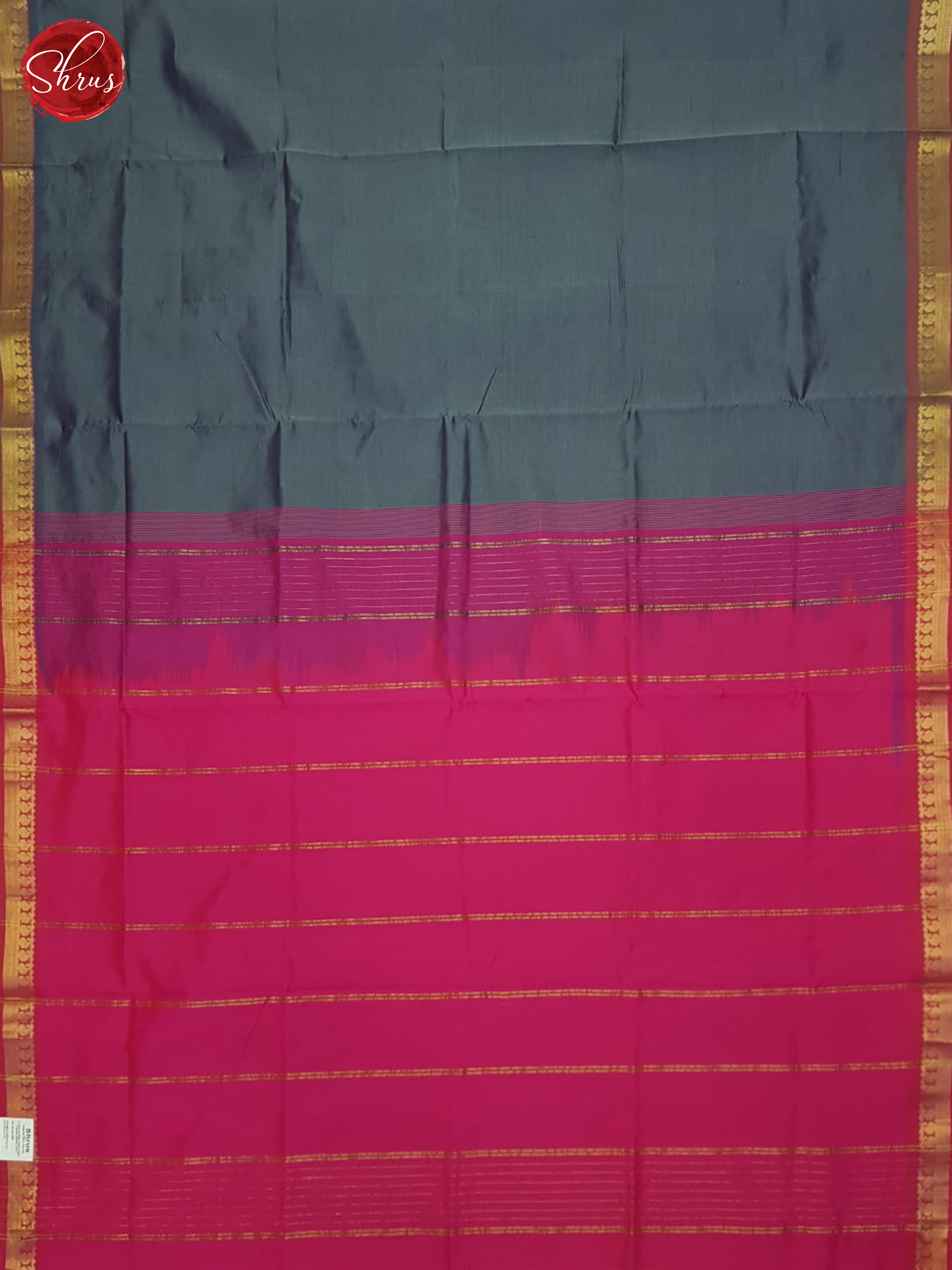 Grey And Pink- silk Cotton Half- pure Saree - Shop on ShrusEternity.com