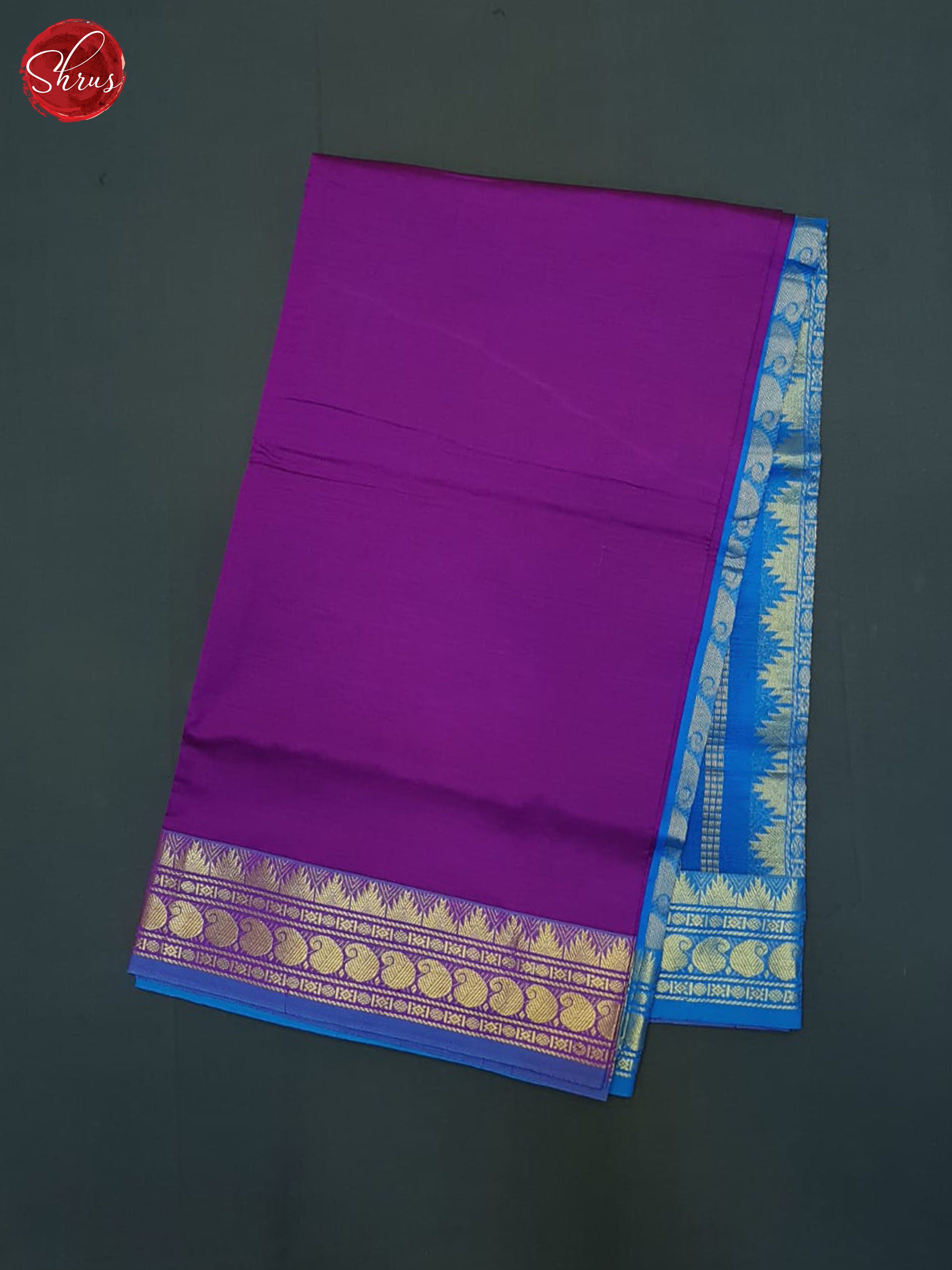 Purple And Blue-Silk Cotyon half-pure Saree - Shop on ShrusEternity.com