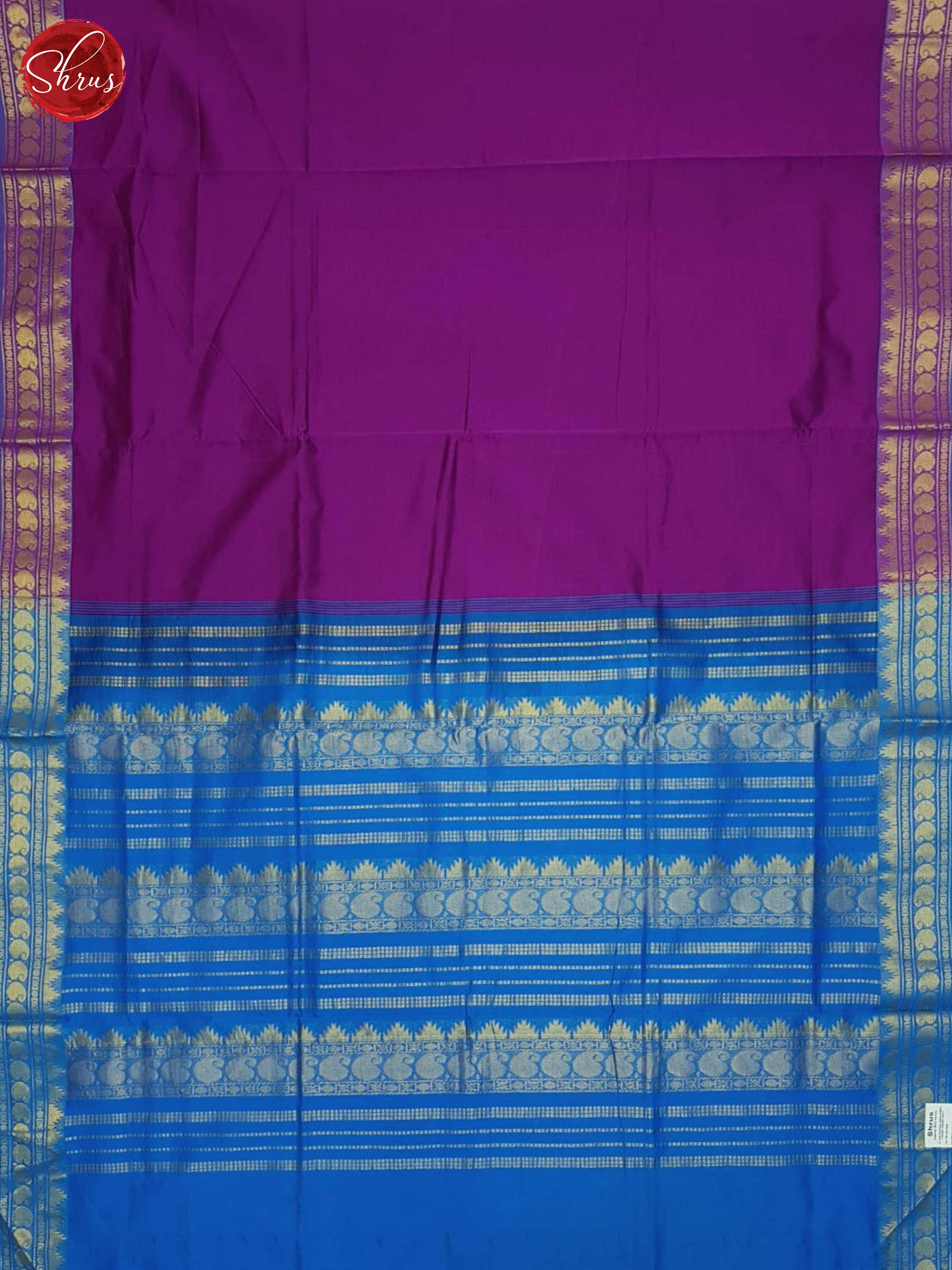 Purple And Blue-Silk Cotyon half-pure Saree - Shop on ShrusEternity.com