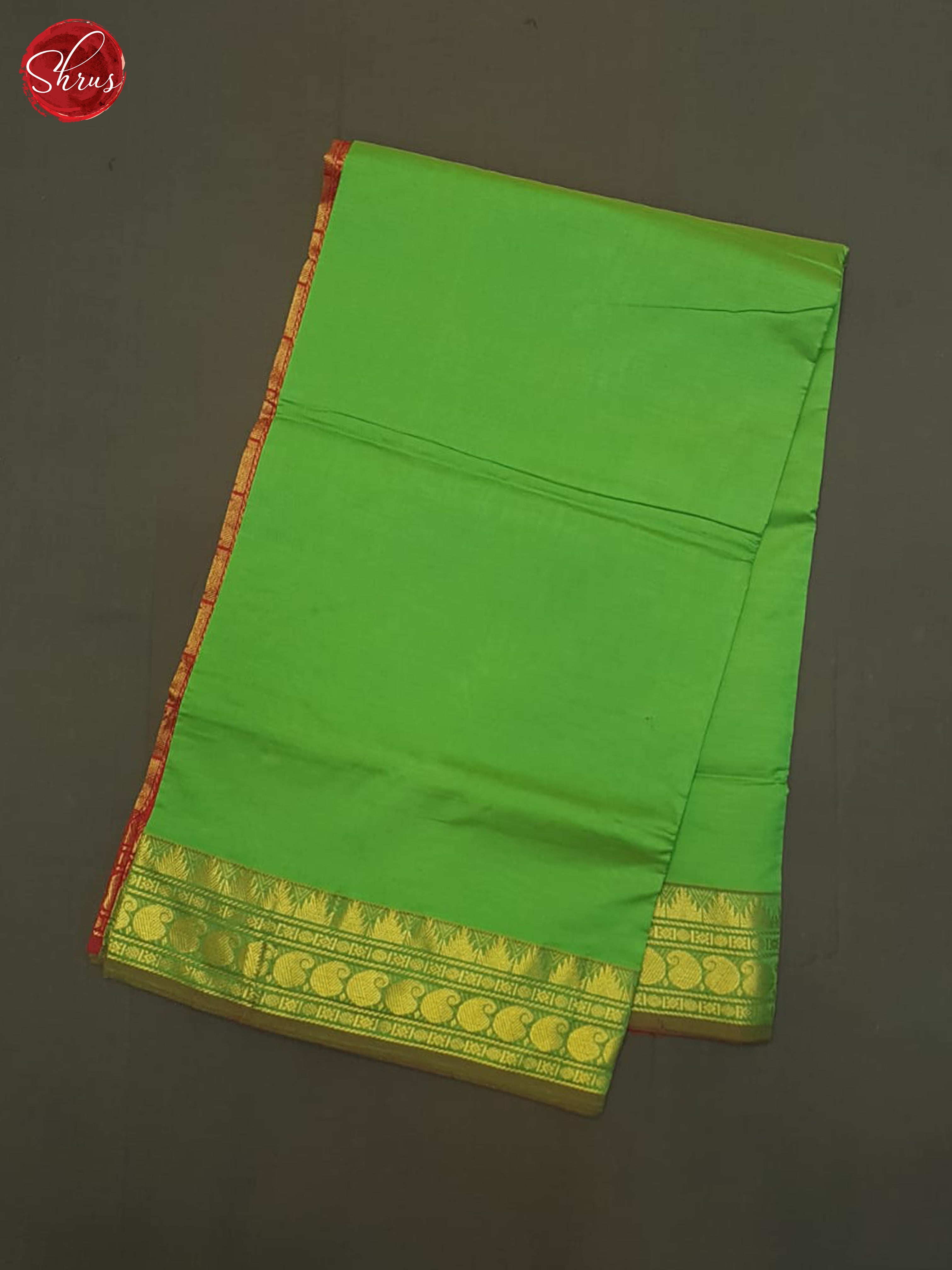 Green And Red- Silk Cotton Half-pure Saree - Shop on ShrusEternity.com