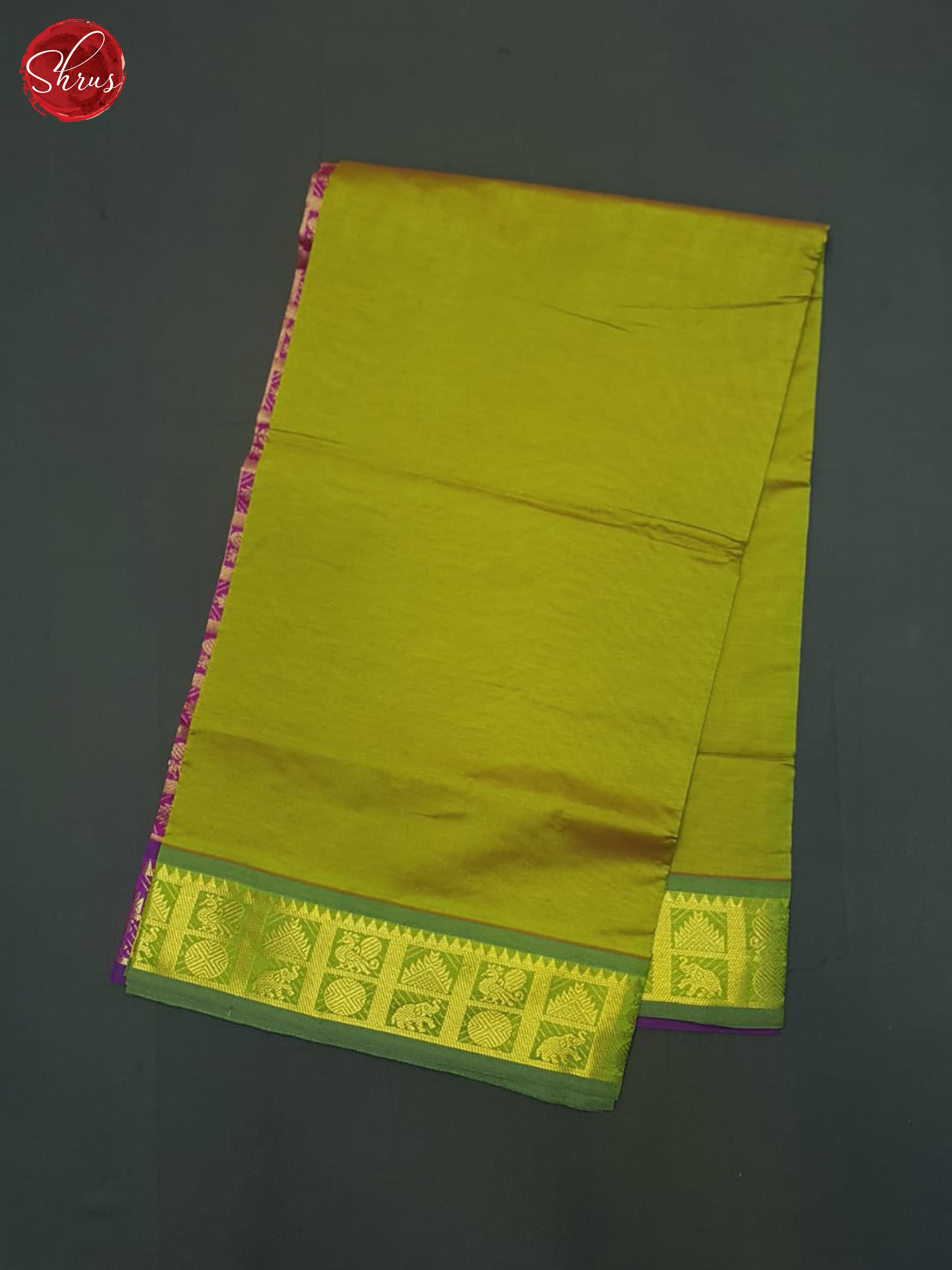 Green And Pink- Silk Cotton Half-pure Saree - Shop on ShrusEternity.com