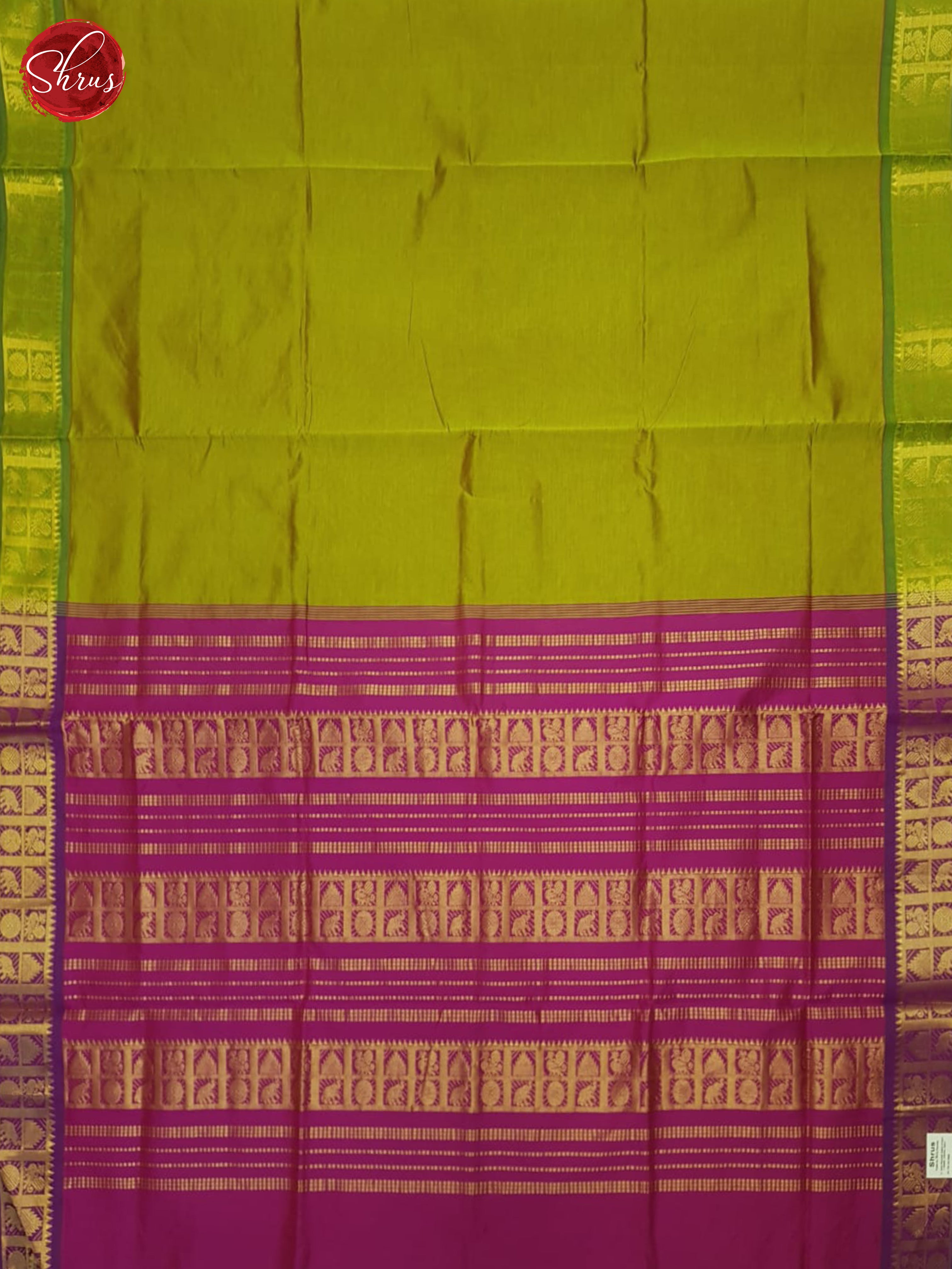 Green And Pink- Silk Cotton Half-pure Saree - Shop on ShrusEternity.com