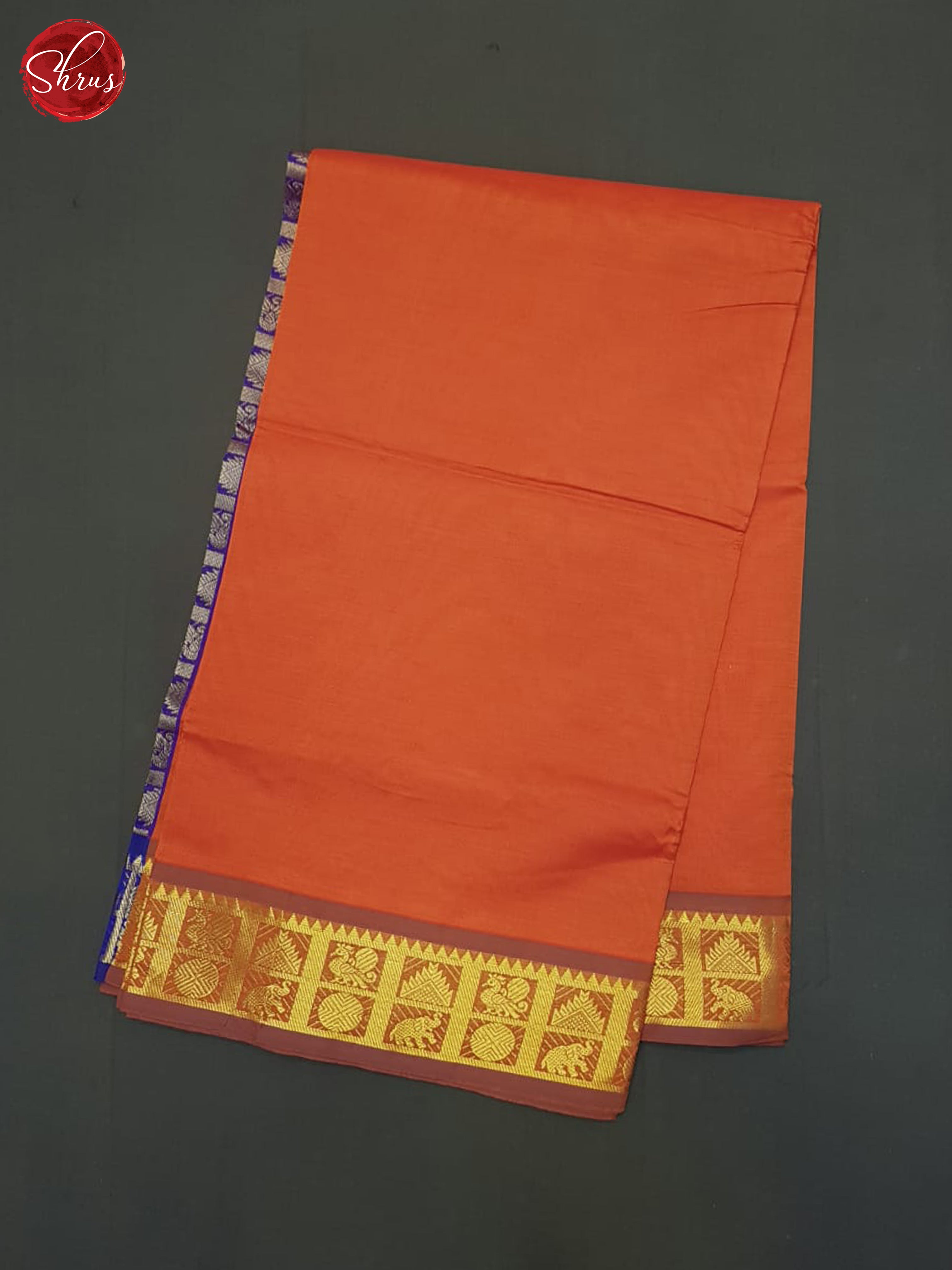 Orange And Purple- Silk Cotton Half-Pure Saree - Shop on ShrusEternity.com