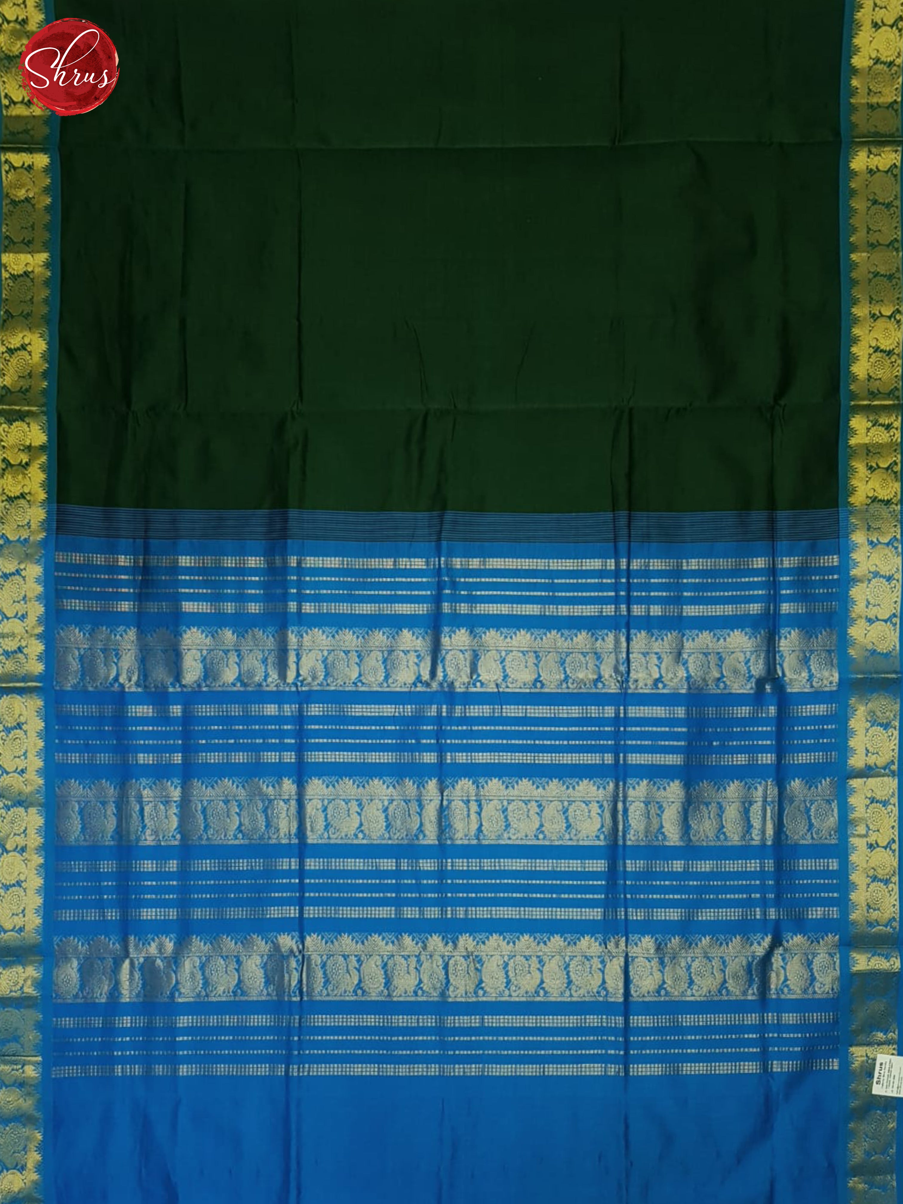 Green And Blue- Silk Cotton Half-pure saree - Shop on ShrusEternity.com