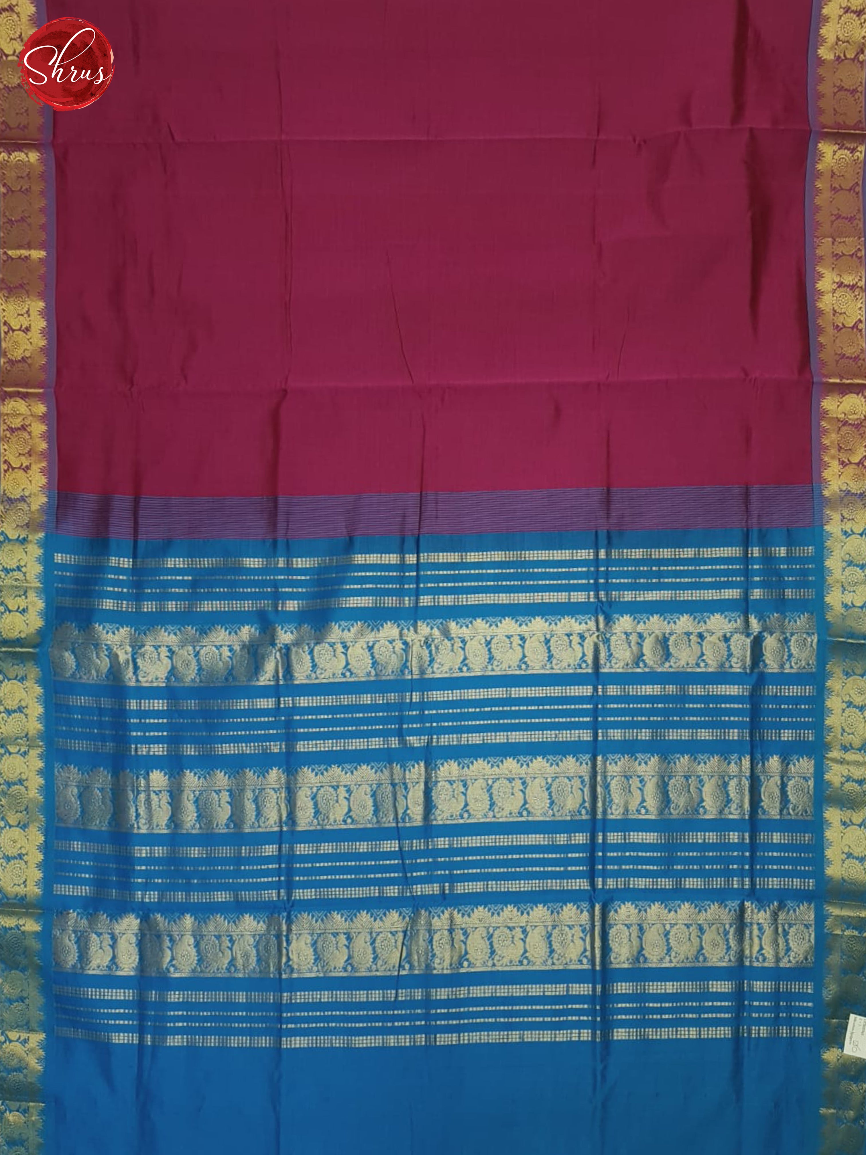 Vadamalli And Blue- Silk Cotton Half-pure Saree - Shop on ShrusEternity.com