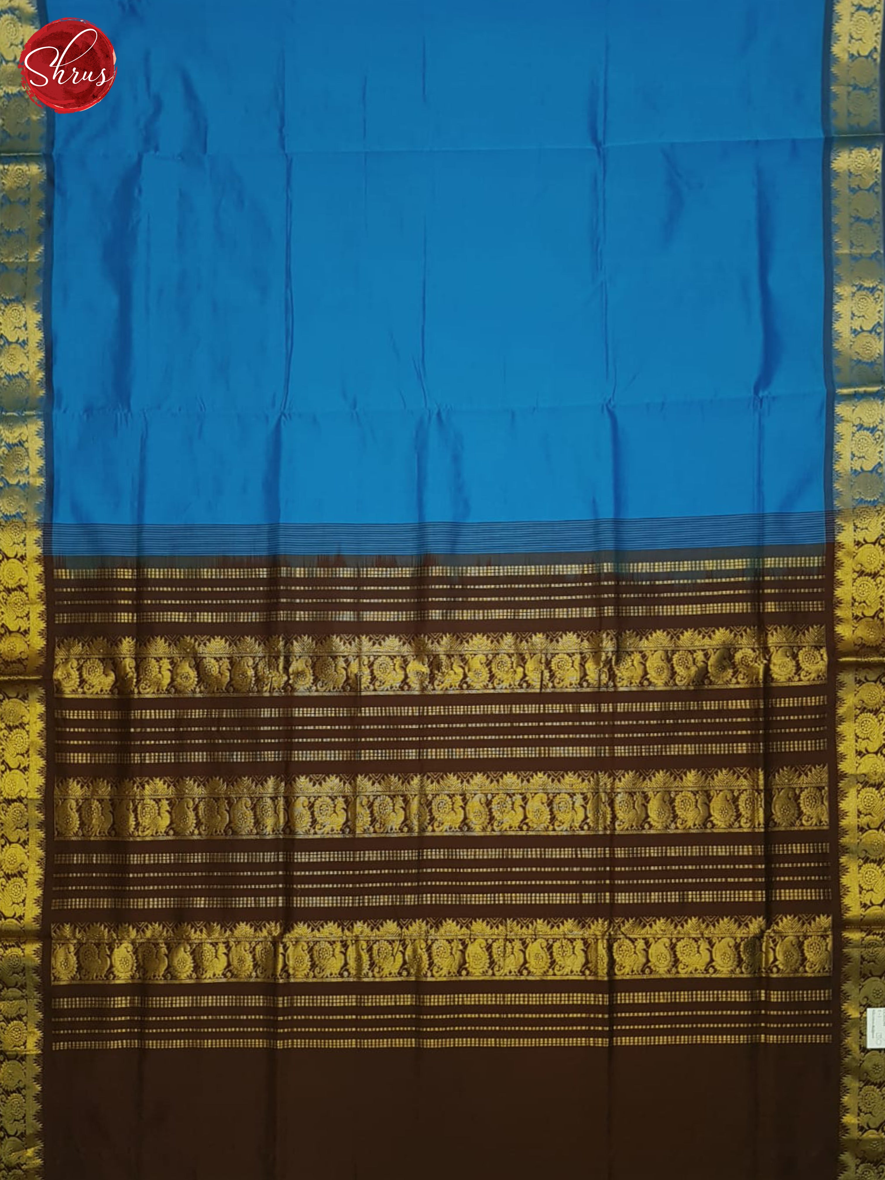 Blue And Wine- Silk Cotton half-pure saree - Shop on ShrusEternity.com