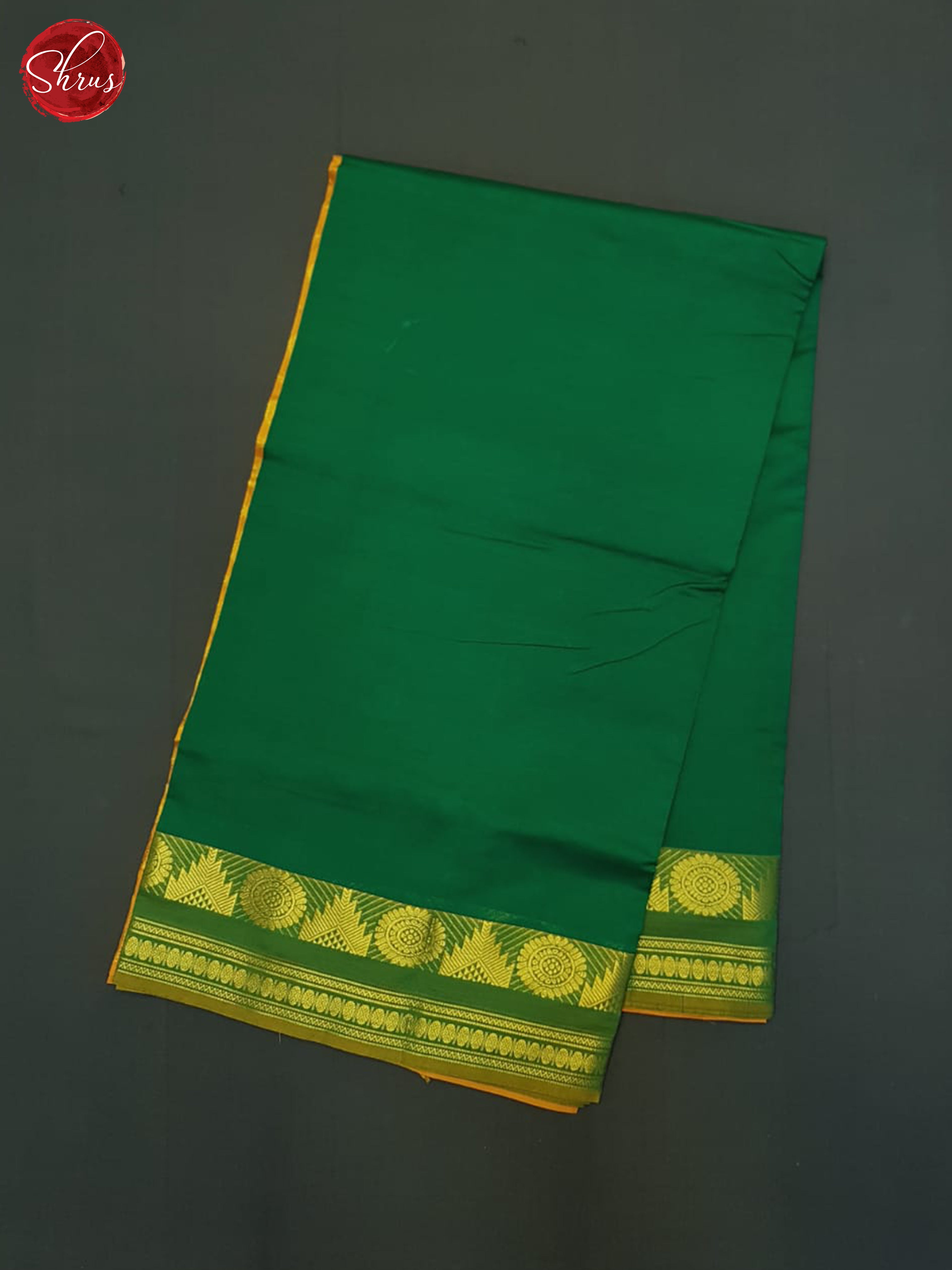 Green And Mustard- Silk Cotton Half-pure Saree - Shop on ShrusEternity.com