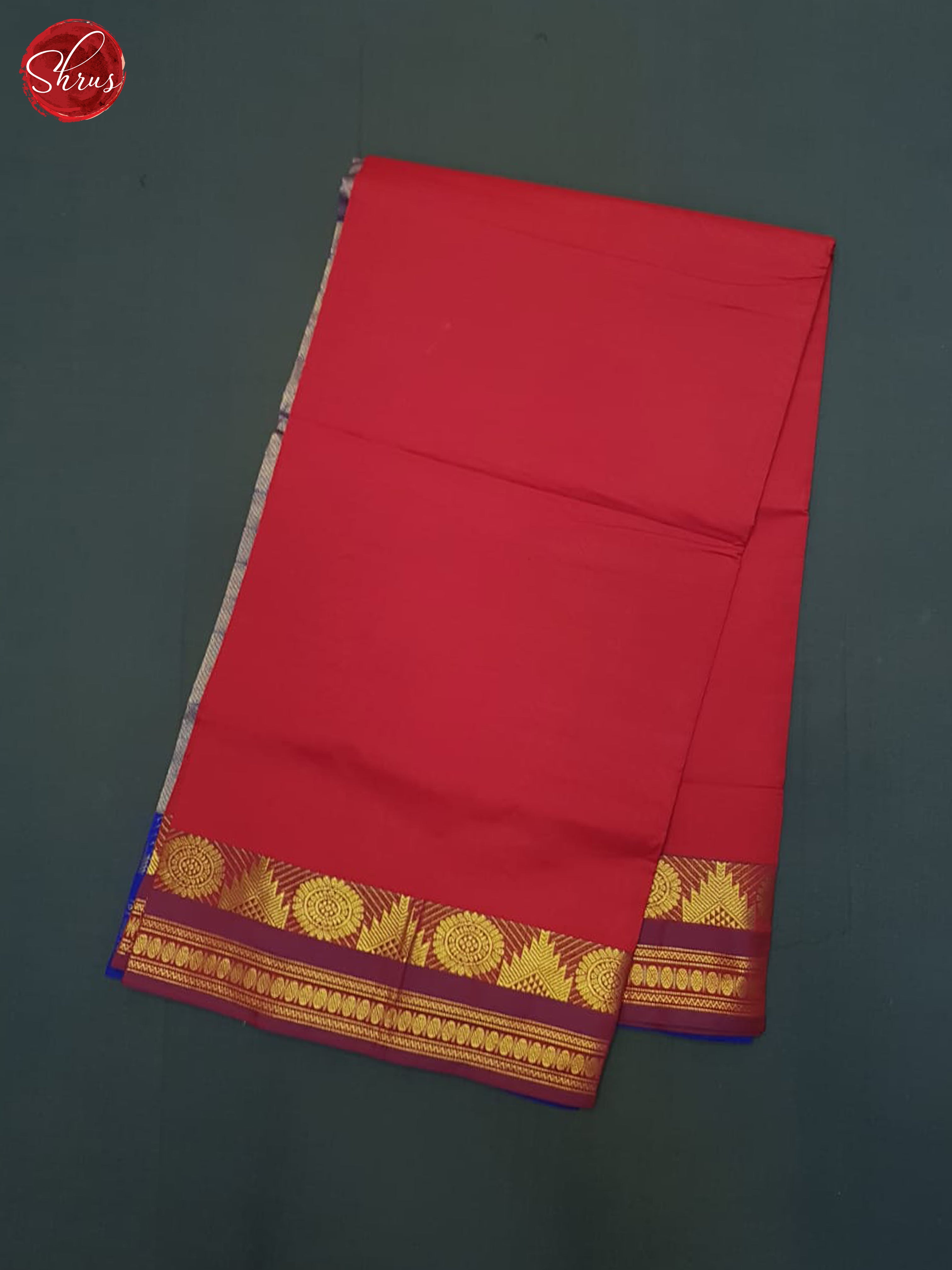 Red And Purple- Silk Cotton half-pure Saree - Shop on ShrusEternity.com