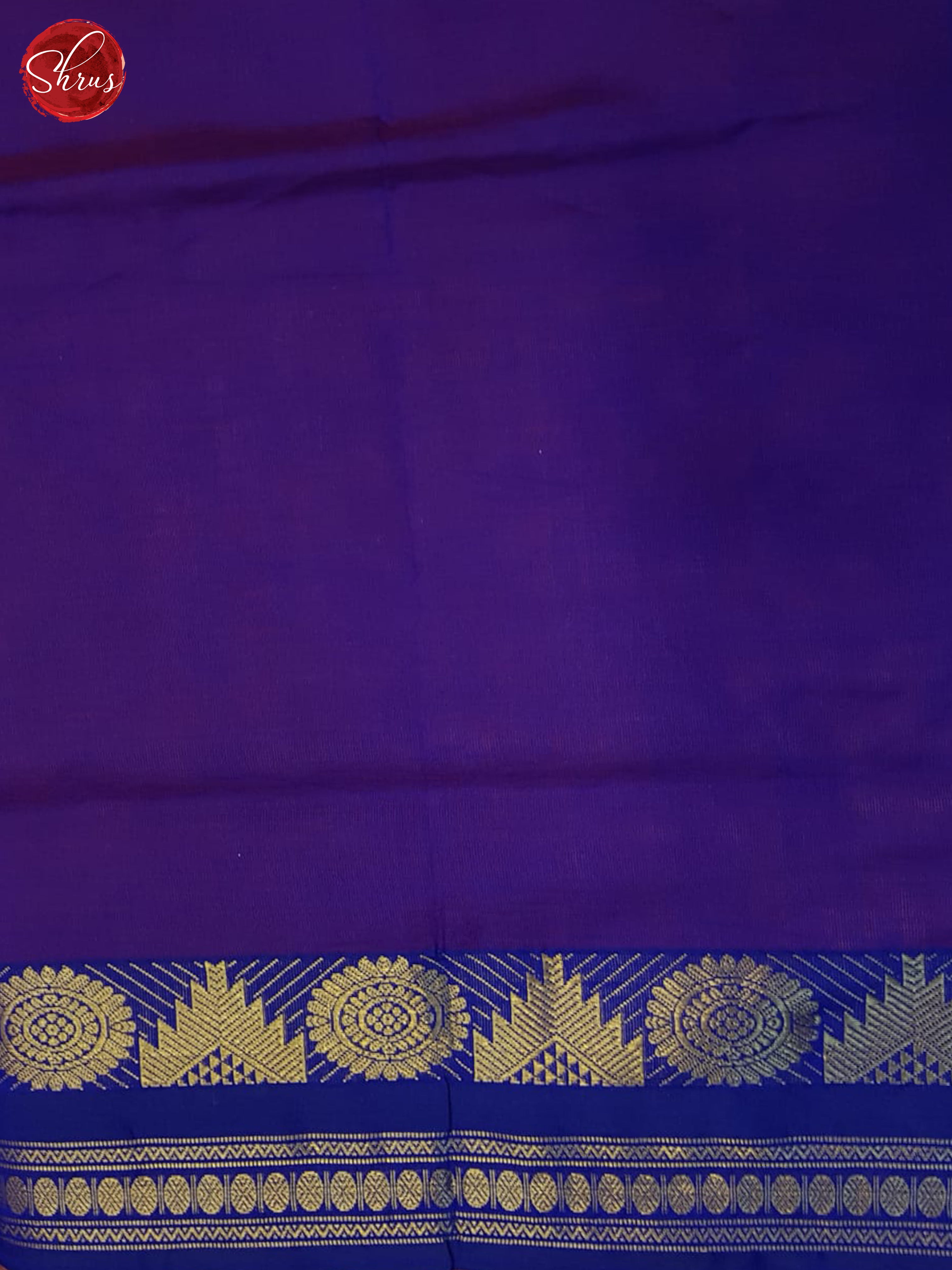 Brick Red And Blue- Silk Cotton half-pure Saree - Shop on ShrusEternity.com