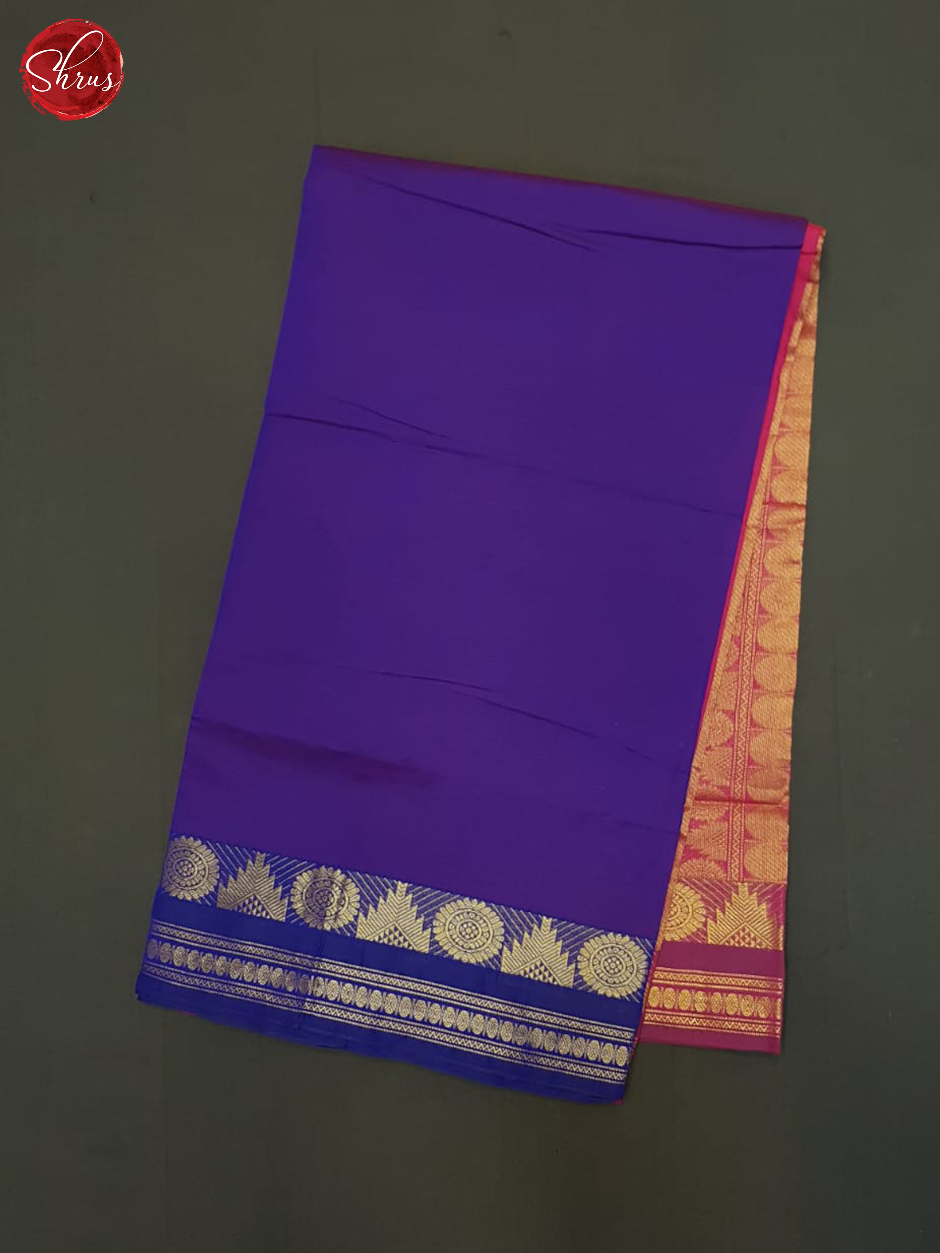 Purple And Pink- Silk Cotton Half-pure Saree - Shop on ShrusEternity.com